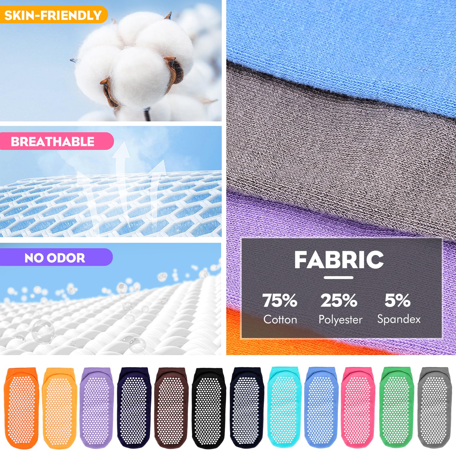 Non-Slip Pilates Socks for Women - Grip Yoga Socks with Toe Separators for Barre, Yoga & Hospital Use - Anti-Skid Workout Socks for Dance, Fitness & Nursing Professionals