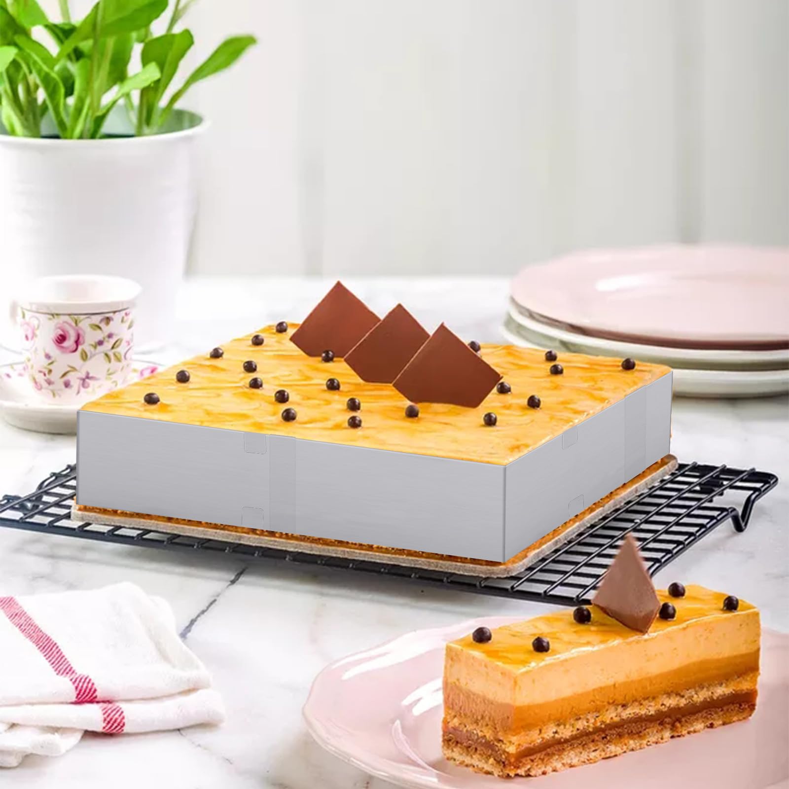 EORTA Adjustable Stainless Steel Cake Mold - Square Mousse Cake Ring (5.9