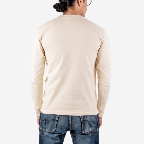 Iron Heart IHTL 1501 11oz Premium Cotton Knit Long Sleeve Crewneck Sweater for Men - Cream - Warm & Comfortable Winter Pullover for Casual Wear & Outdoor Activities