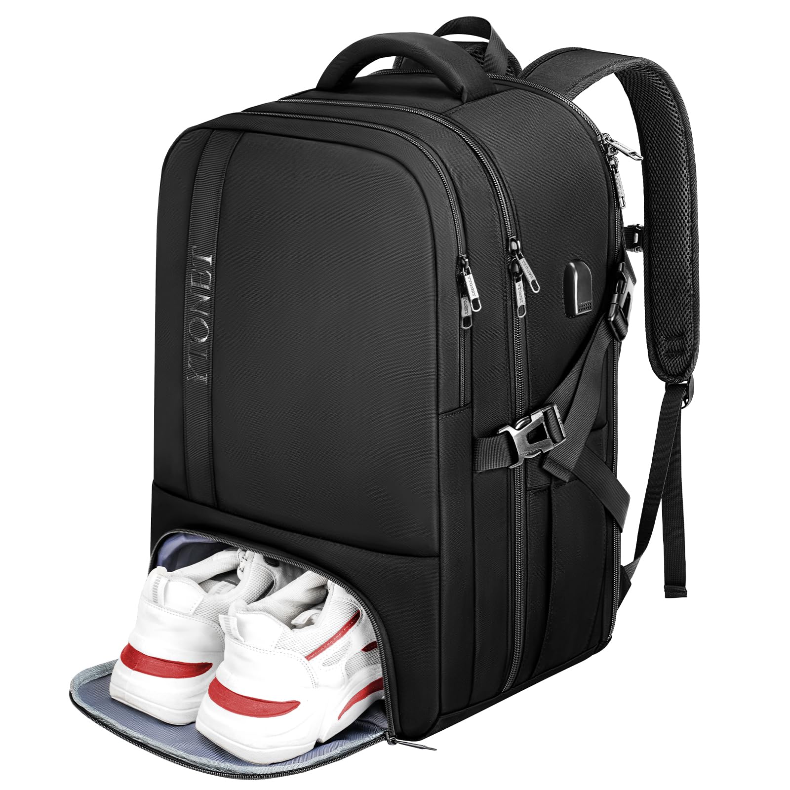 Ytonet Large Gym Backpack for Men & Women - 17.3 Inch Laptop Travel Backpack, TSA Approved Carry On Bag for Workout, Sports, Business Travel & Daily Commute - Durable Black Sports Backpack for Gym, Office & Airplane Use