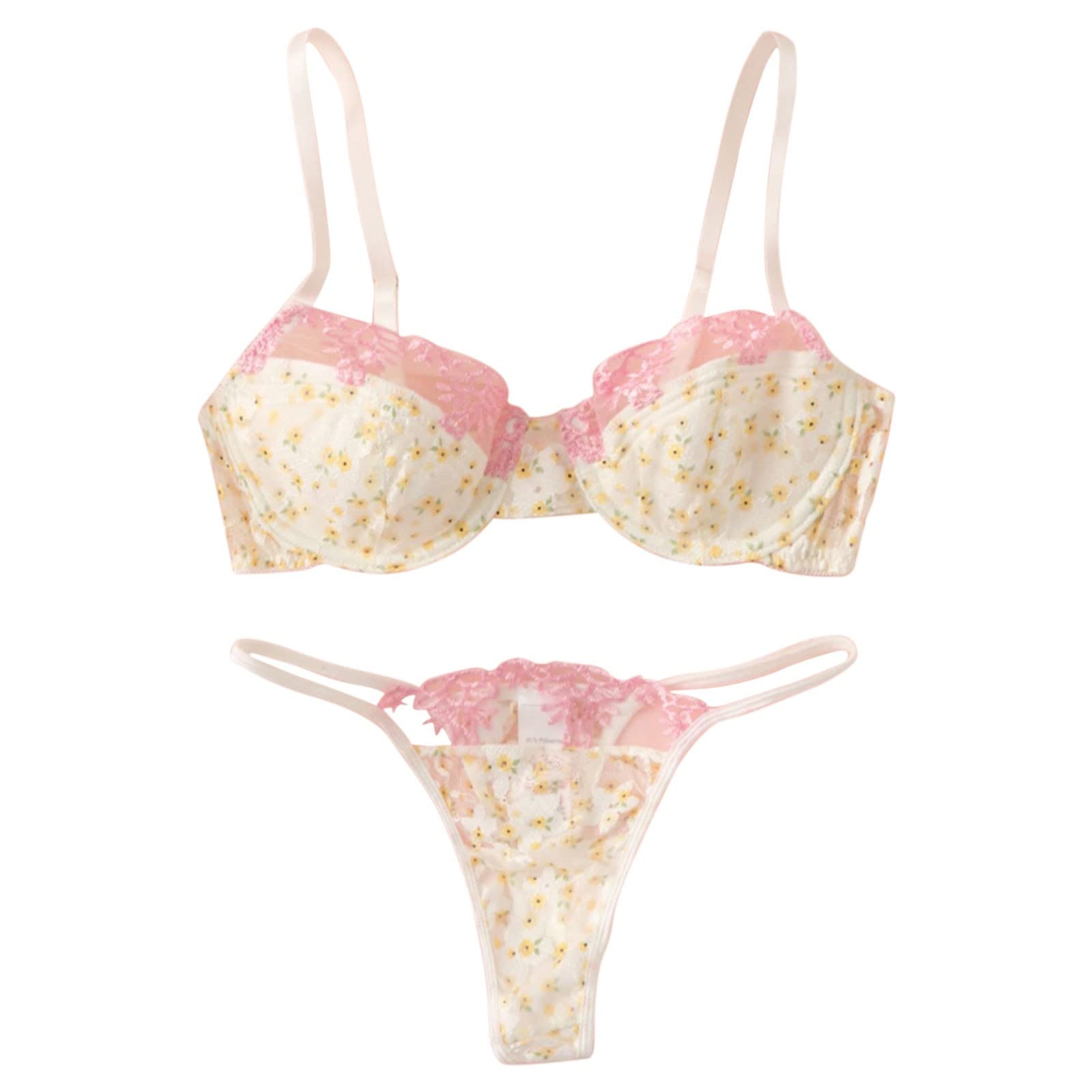 Sexy Lace Daisy Lingerie Set for Women - Plus Size Lace Underwear & Bra Set | Romantic Date Night, Boudoir Photoshoot, Valentine's Gift