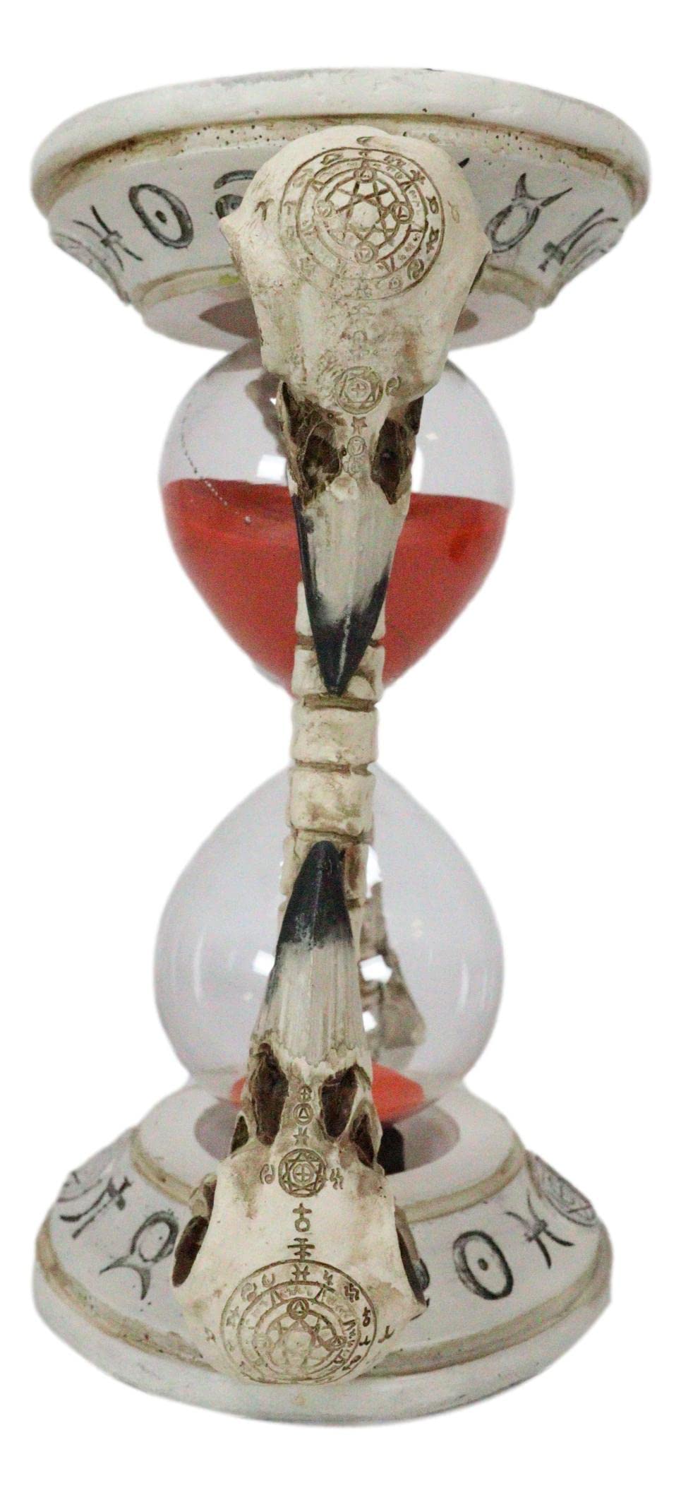 Ebros Gothic Alchemy Symbols Plague Doctor Raven Skull Sand Timer - Decorative Macabre Hourglass with Skeleton Spine Bones - Perfect for Halloween Decor, Gothic Home Accent & Dark Academia Aesthetics
