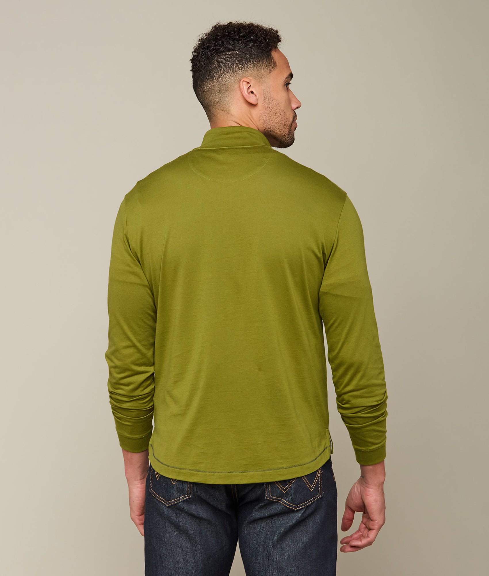 Lucchese Men's Pima Cotton Quarter Zip Pullover Sweater - Olive Green | Soft & Breathable Casual Wear for Fall & Winter | Perfect for Outdoor Activities & Office