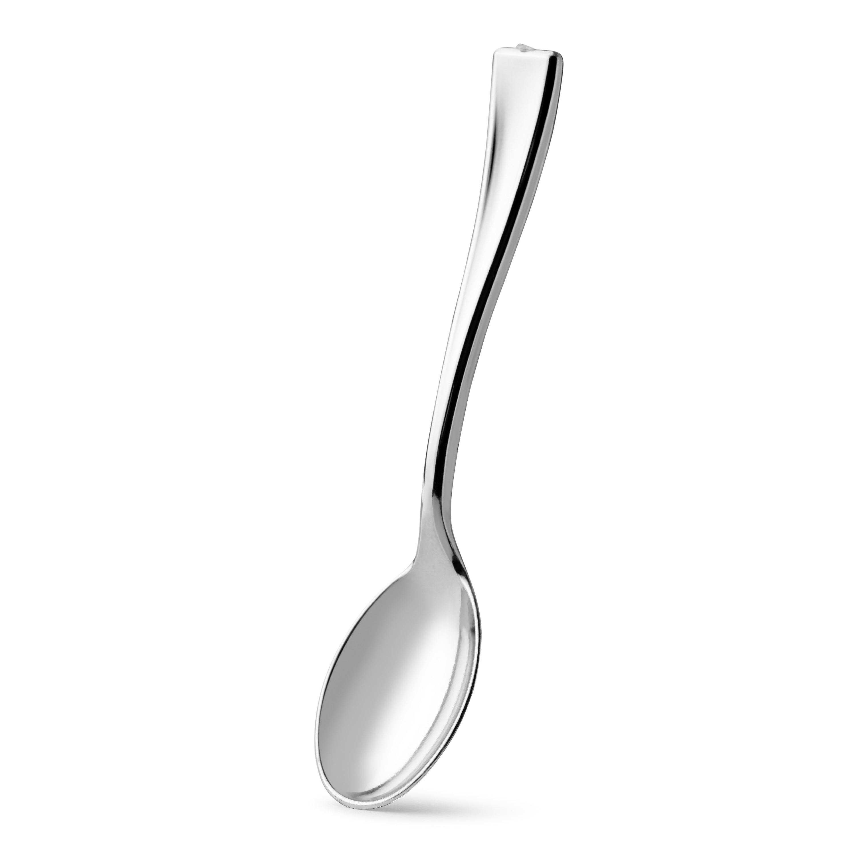 4 Inch Mini Plastic Silver Tasting Spoon - Small Disposable Sampling Spoons for Ice Cream, Yogurt, Desserts, Party Favors & Food Tasting (Pack of 100)