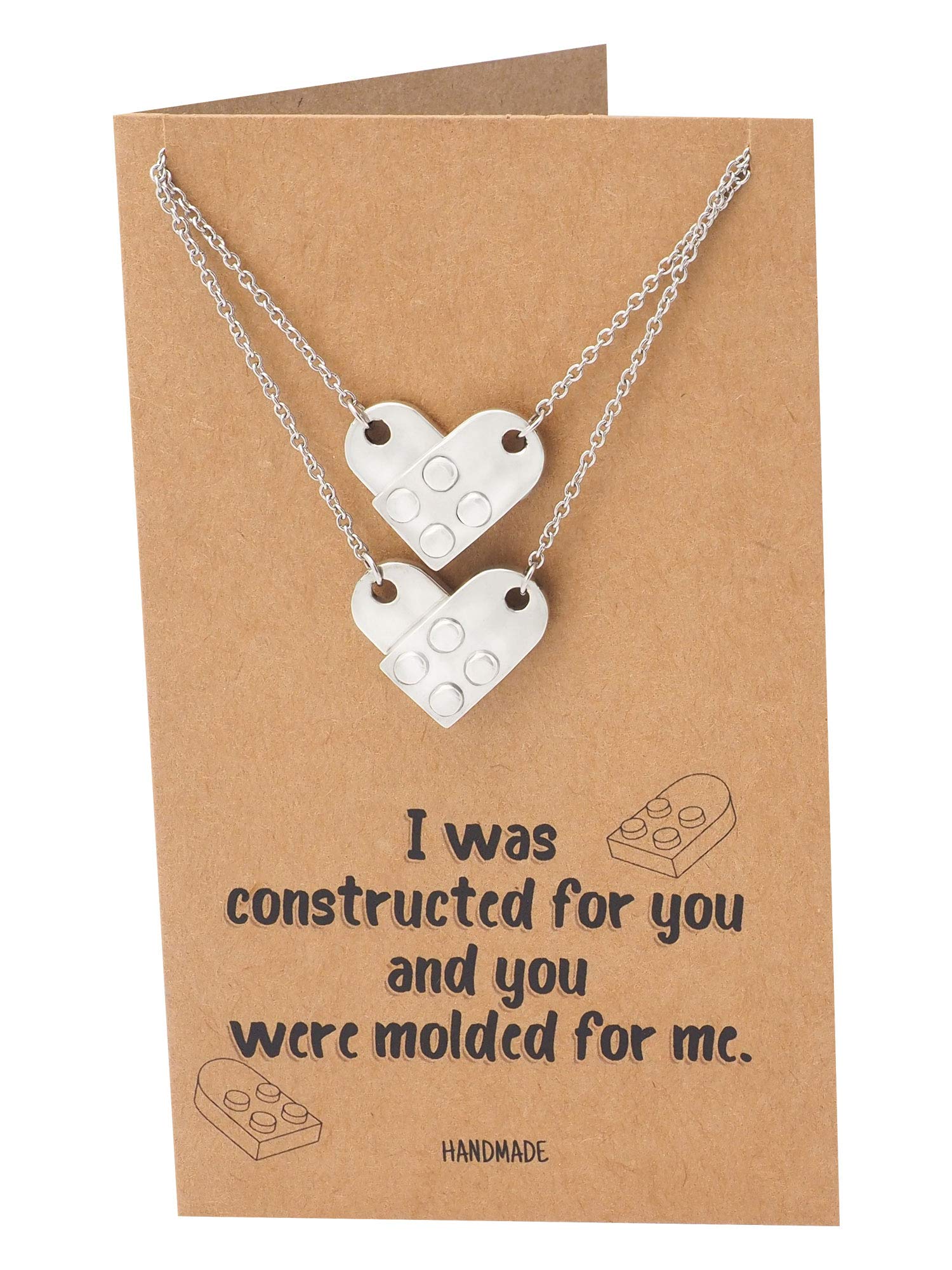 Quan Jewelry Heart Pendant Necklace for Women - Romantic Building Block Design, Perfect Engagement Gift with Inspirational Greeting Card - Ideal for Anniversaries, Valentine's Day & Special Occasions