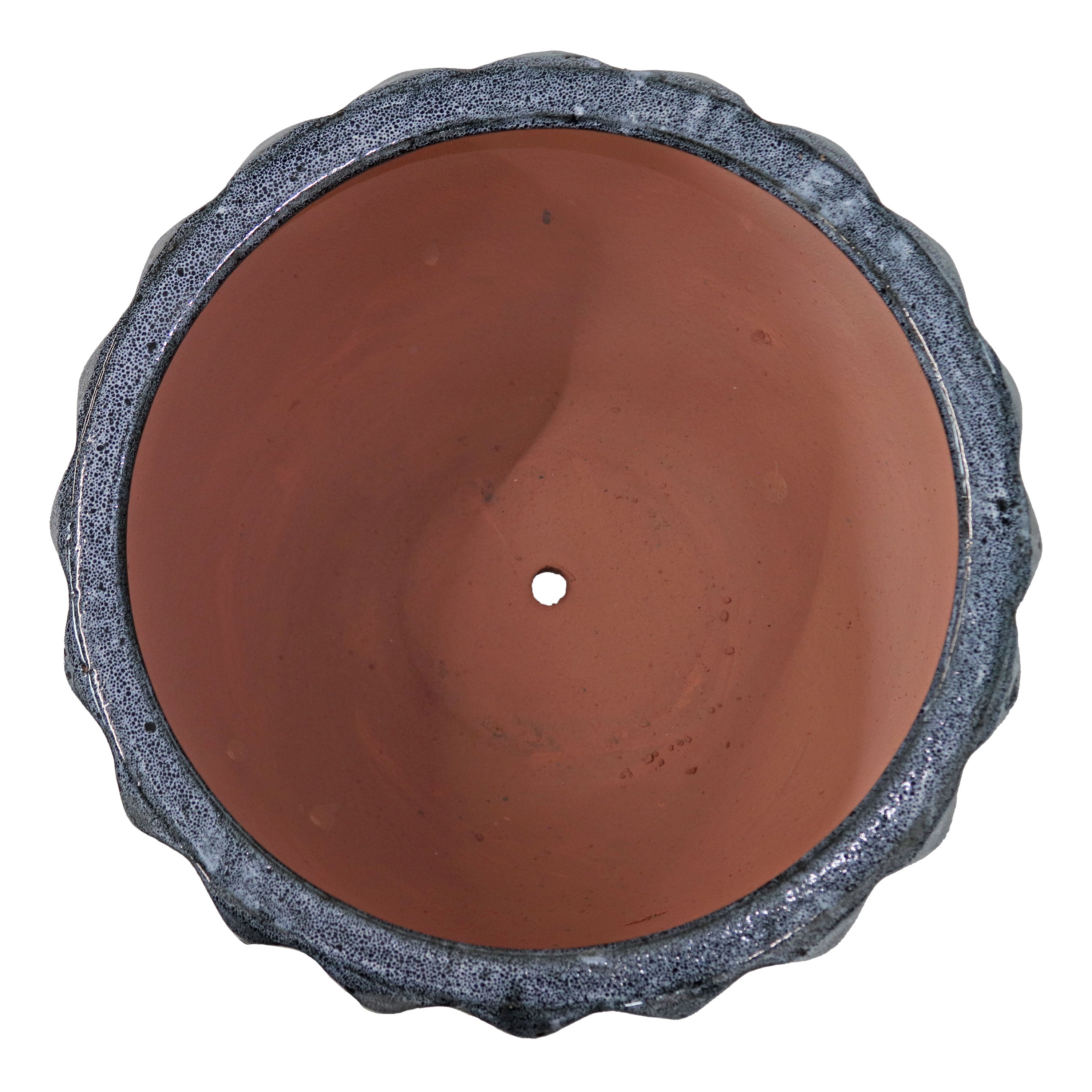 Sunnydaze 13.5 Inch Fluted Ceramic Flower Pot - Black Mist Finish for Indoor & Outdoor Plants, Home & Garden Decor