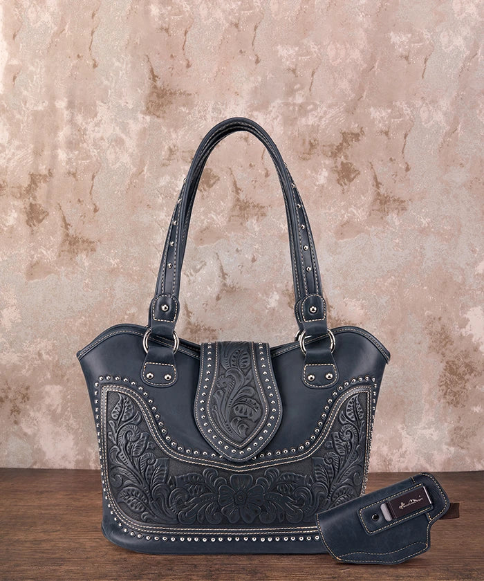 Montana West Studded Leather Concealed Carry Handbag for Women - Stylish CCW Purse with Hidden Gun Pocket - Perfect for Everyday Use, Travel & Self-Defense