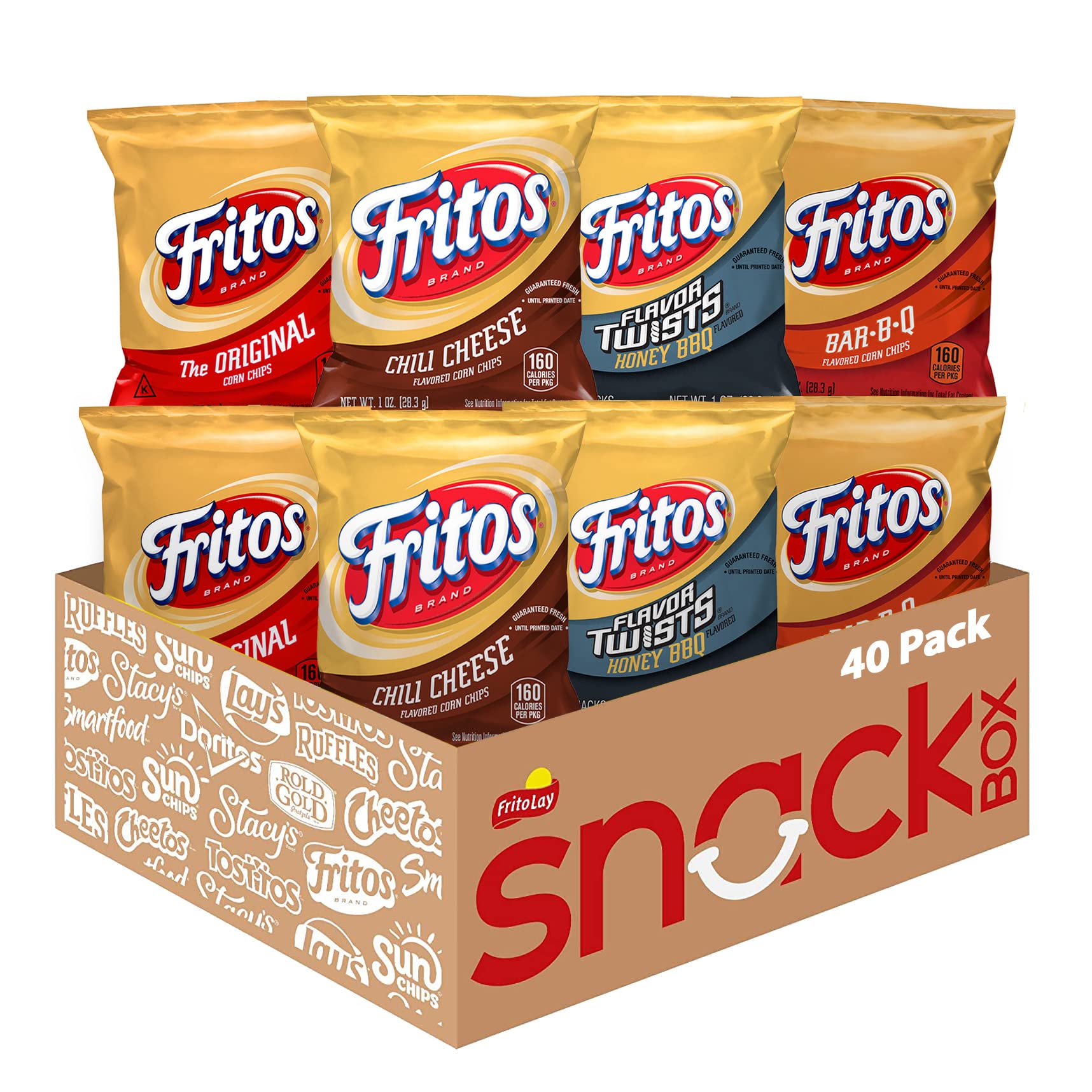 Crunchy Fritos Corn Chips Variety Pack - 40 Count (1 Oz Each) | Perfect for Parties, Snacking & Lunchboxes | Gluten-Free & Delicious