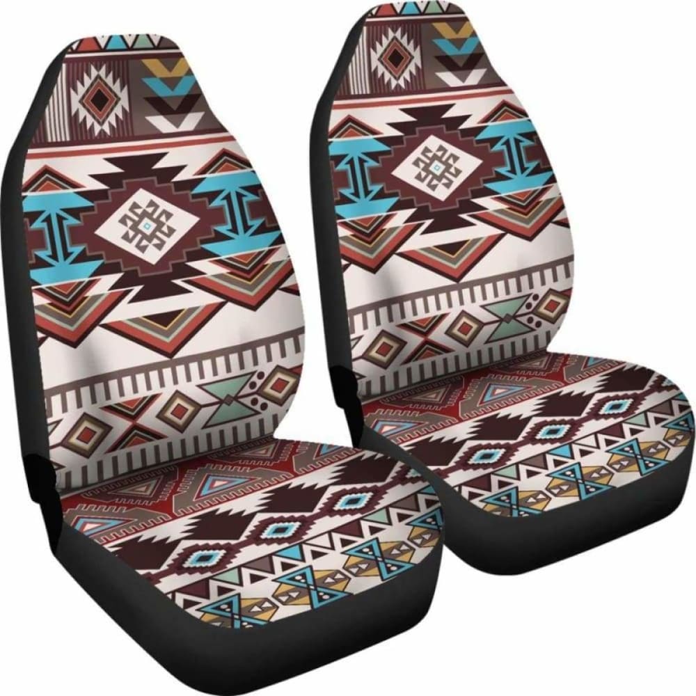 Brown Boho Aztec Car Seat Covers - Premium Cotton Fabric, Universal Fit for Cars, SUVs & Trucks - Stylish & Protective Seat Covers for Road Trips, Commuting & Outdoor Adventures