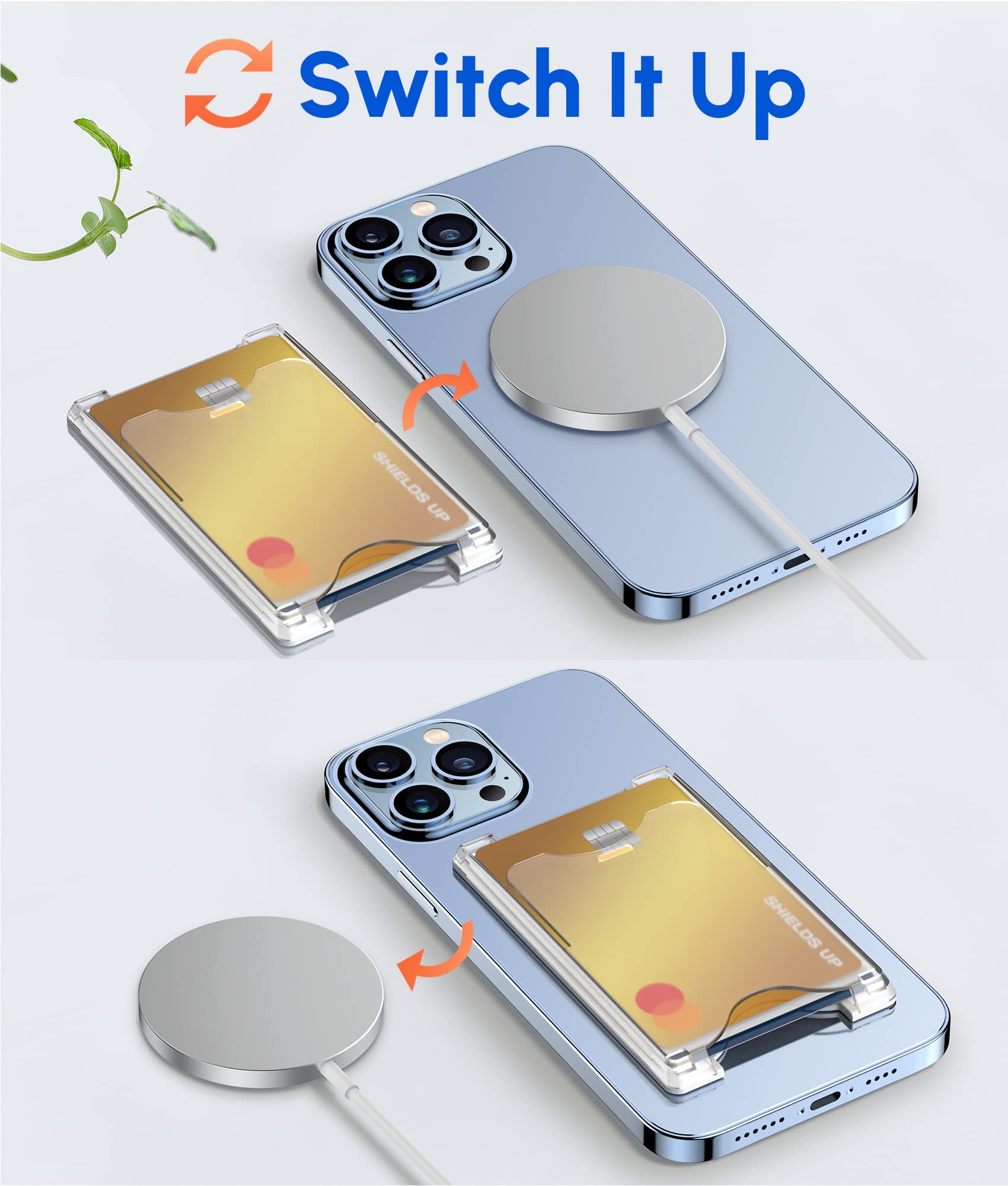 Shields Up Magnetic Card Holder for iPhone 16/16 Pro/16 Pro Max/16 Plus & iPhone 15/14/13/12 Series - Slim 3 Card Slot Clear MagSafe Wallet | Perfect for Everyday Carry, Travel & Contactless Payments
