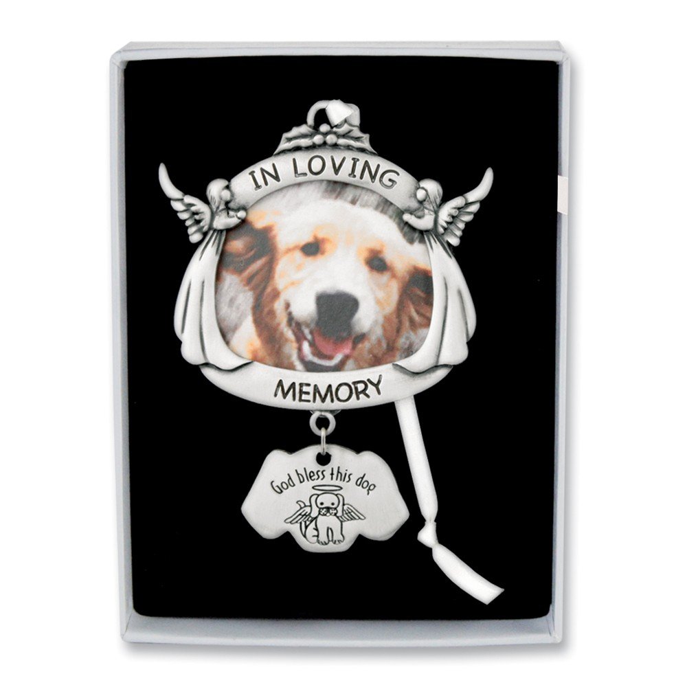 Loving Memory Dog Angel Photo Ornament - Solid Silver-Tone Pet Memorial Keepsake for Ashes, Photos & Collars | Perfect for Pet Loss Gifts, Memorial Displays & Pet Urn Decor