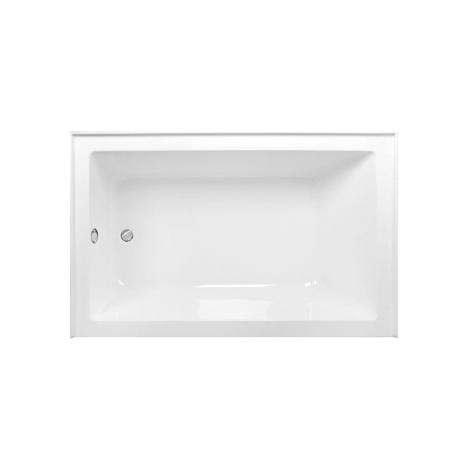 Aqua Eden 60 Inch Acrylic Rectangular 3 Wall Alcove Bathtub - Left Hand Drain, Glossy White with Polished Chrome Finish | Perfect for Modern Bathroom Renovations and Spa-Like Retreats