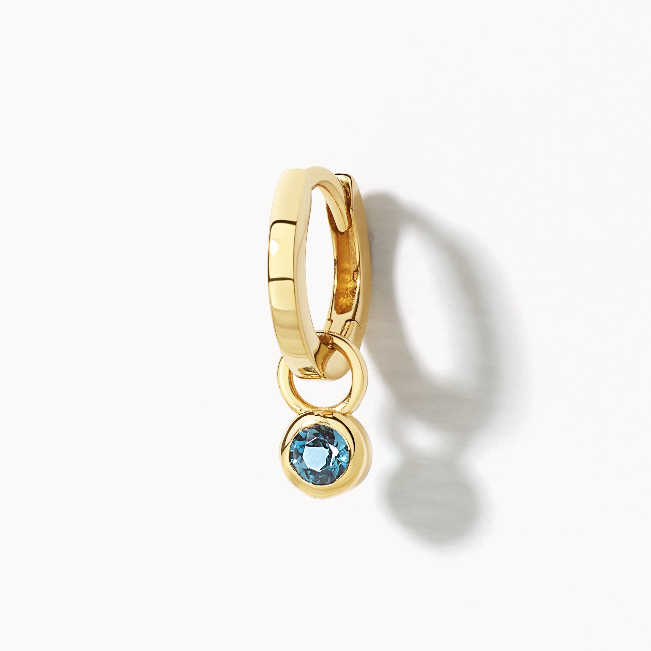 10k Gold Blue Topaz Circle Charm Pendant - Perfect for Necklaces, Bracelets & Gift Giving