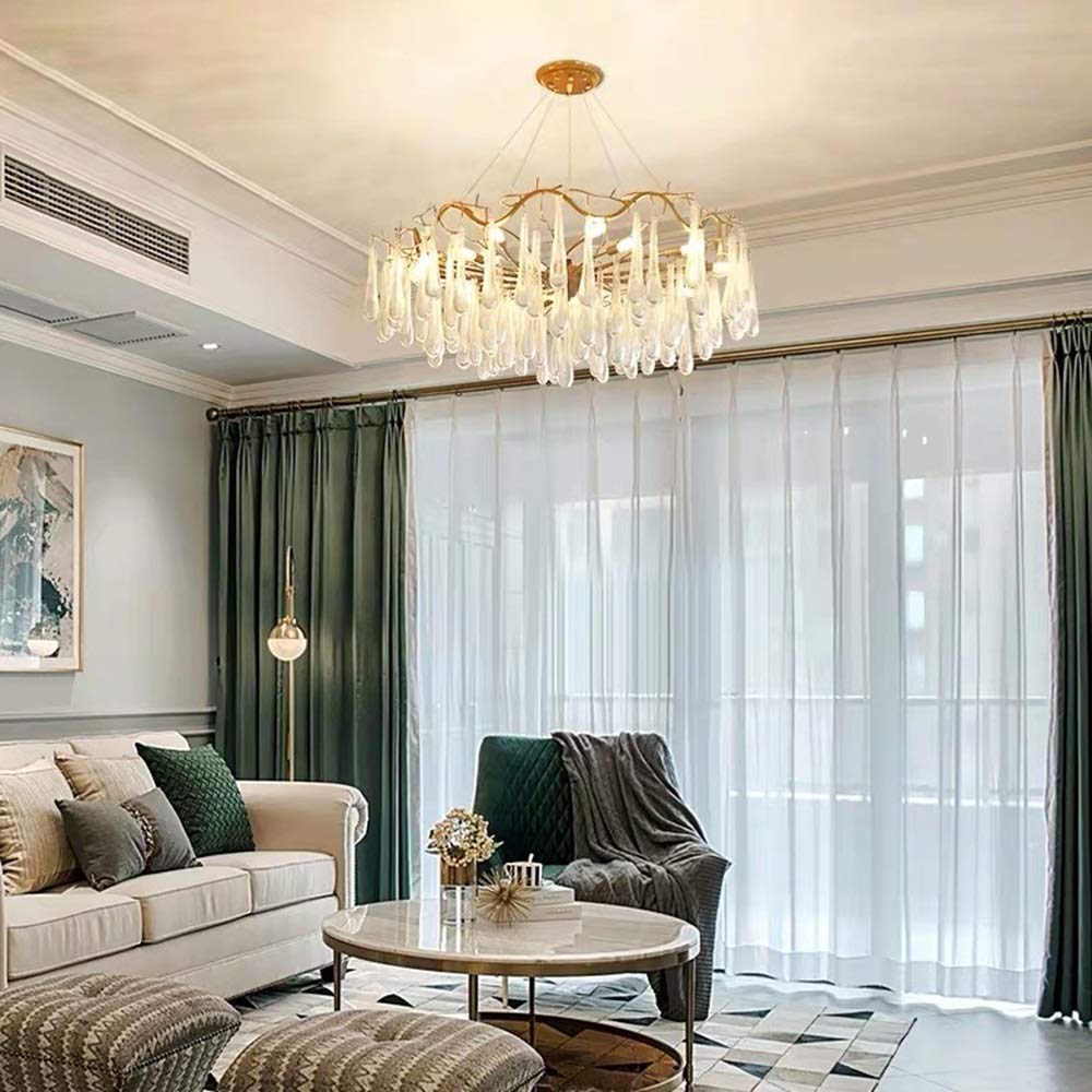 Modern Crystal Chandelier - French Nordic Style Luxury Ceiling Light for Living Room, Dining Room & Bedroom - Elegant Home Decor for Wedding, Hotel, Restaurant & Villa Lighting