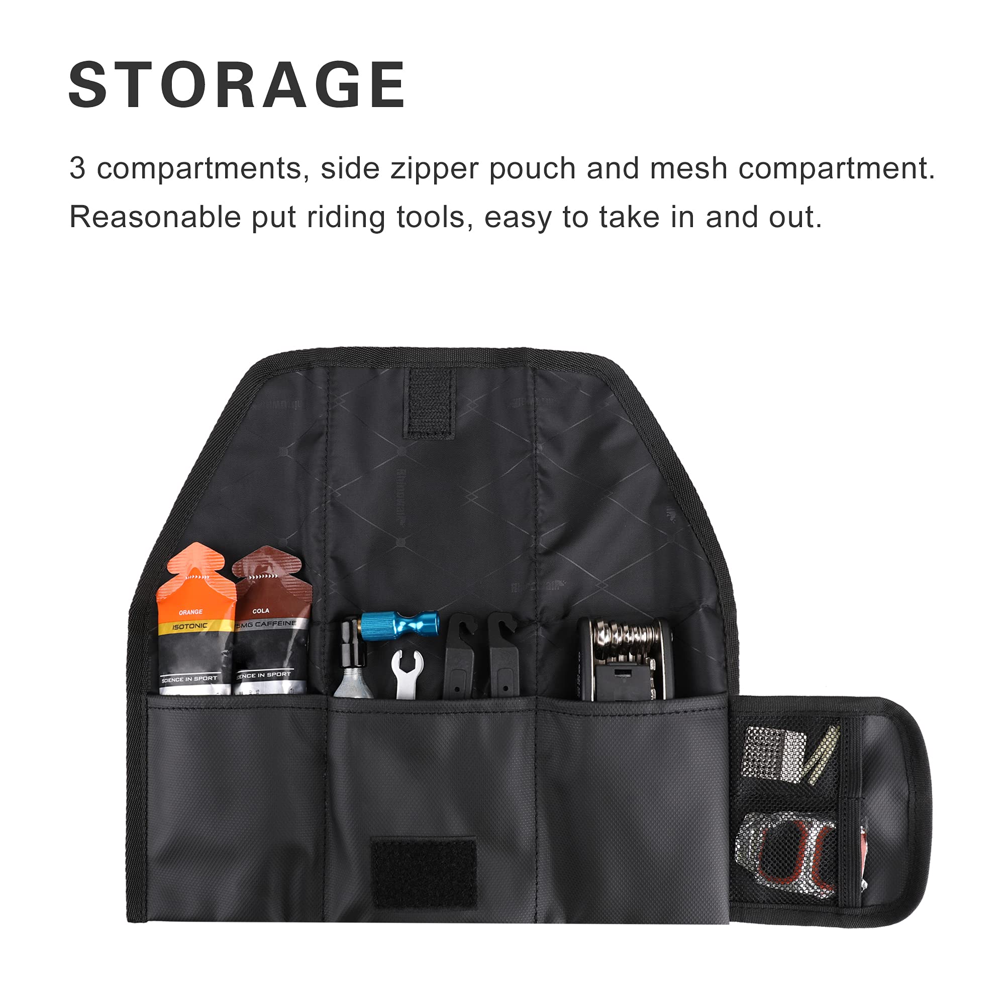Rhinowalk Bike Saddle Bag - Waterproof Bicycle Roll Tool Pouch for Repair Tools & Accessories - Compact Storage for Mountain Bike, Road Bike, MTB & Fixed Gear - Perfect for Cycling Commutes & Outdoor Adventures