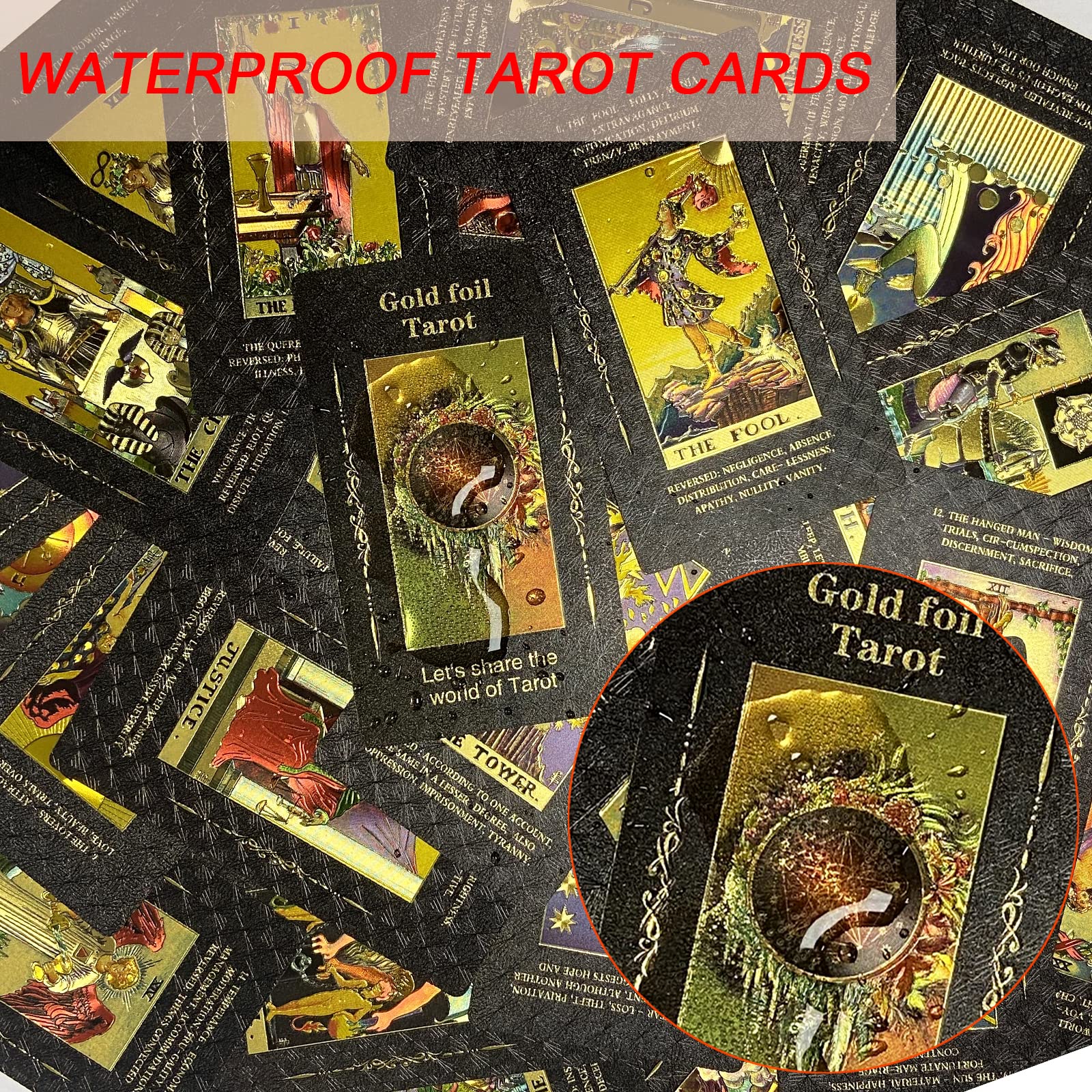 IXIGER Classic Tarot Cards Deck with Guide Book - 78 Cards for Beginners, Future Telling & Divination - Black Tarot Deck with Meanings on Each Card - Perfect for Meditation, Self-Discovery & Spiritual Guidance
