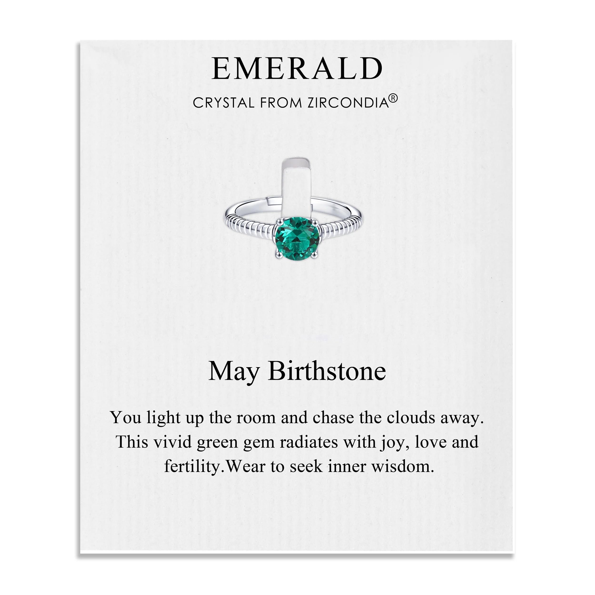 Emerald Birthstone Ring with Zirconia for Women - Perfect Gift for Mom
