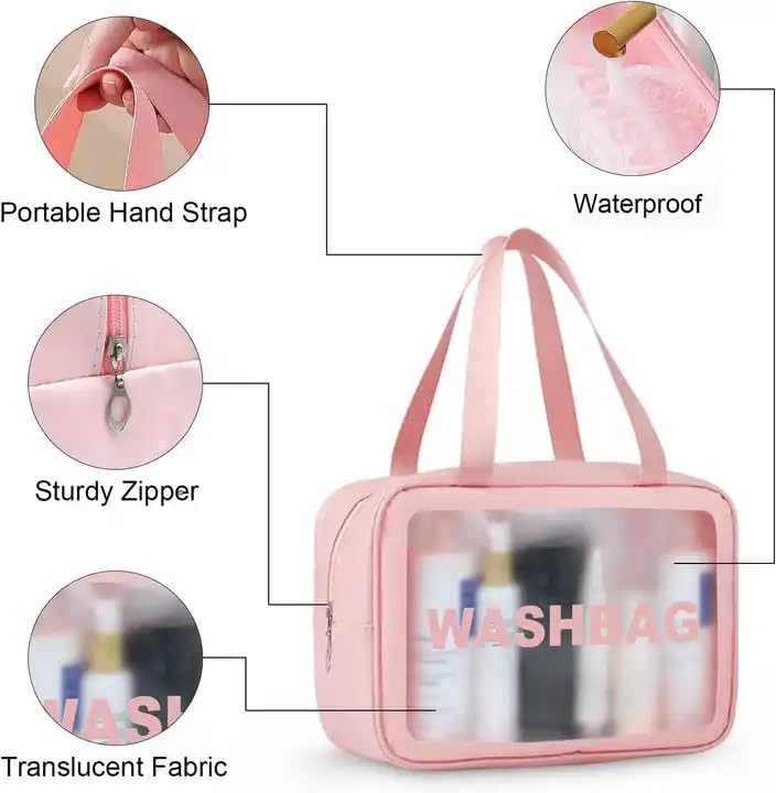 Travel Toiletry Bag Set for Women - 3 PCS Transparent Makeup Organizer for Travel Essentials