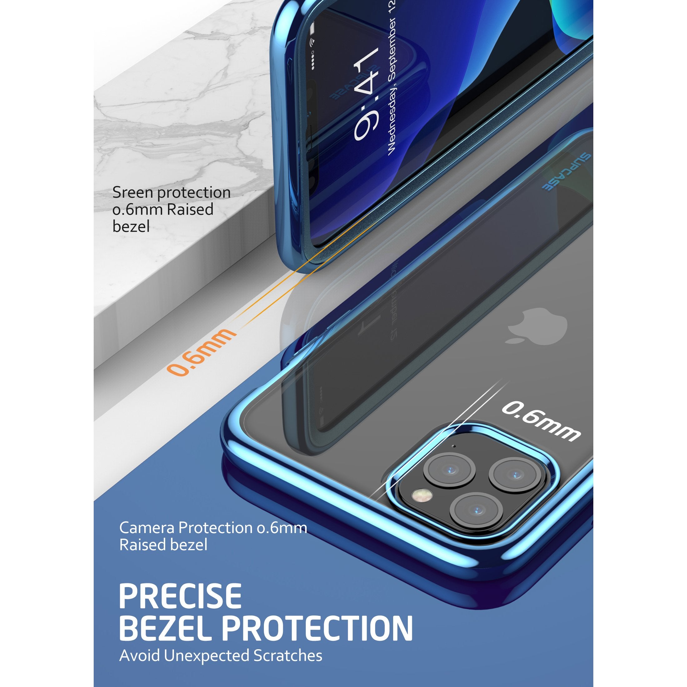 iPhone 11 Pro Case 5.8 Inch - Unicorn Beetle Electro Slim Clear Blue Protective Cover | Shockproof & Scratch Resistant | Perfect for Everyday Use, Travel & Outdoor Activities