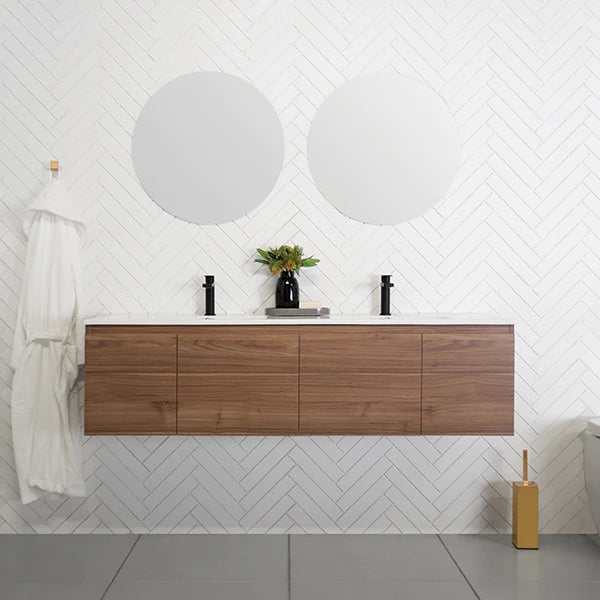 ADP Glacier Lite Slim Vanity with Ceramic Top - Modern Bathroom Storage for Small Spaces | Perfect for Apartments, Powder Rooms & Compact Bathrooms
