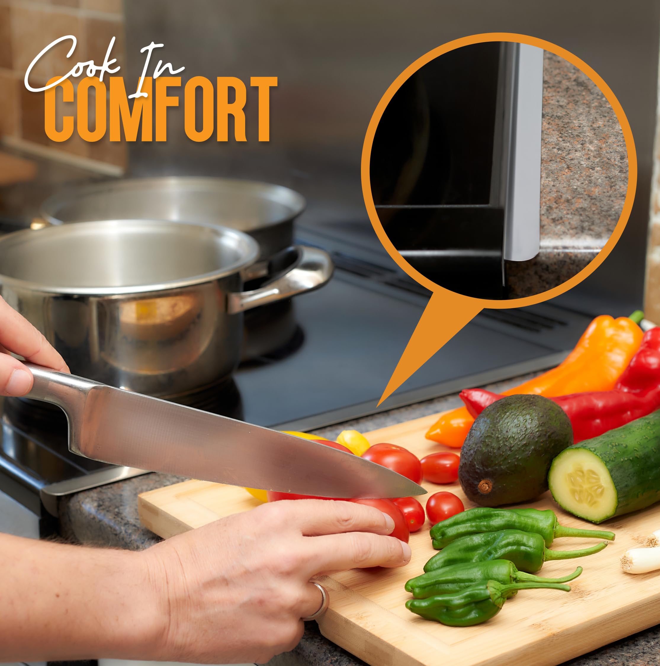 Premium 316 Stainless Steel Stove Gap Covers (2 Pack) - Heat Resistant Oven Gap Filler for Sealing Spaces Between Stovetop and Countertop - 23.4 Inch Silver Kitchen Safety Accessories for Gas & Electric Ranges - Perfect for Home Cooking & Baking Safety