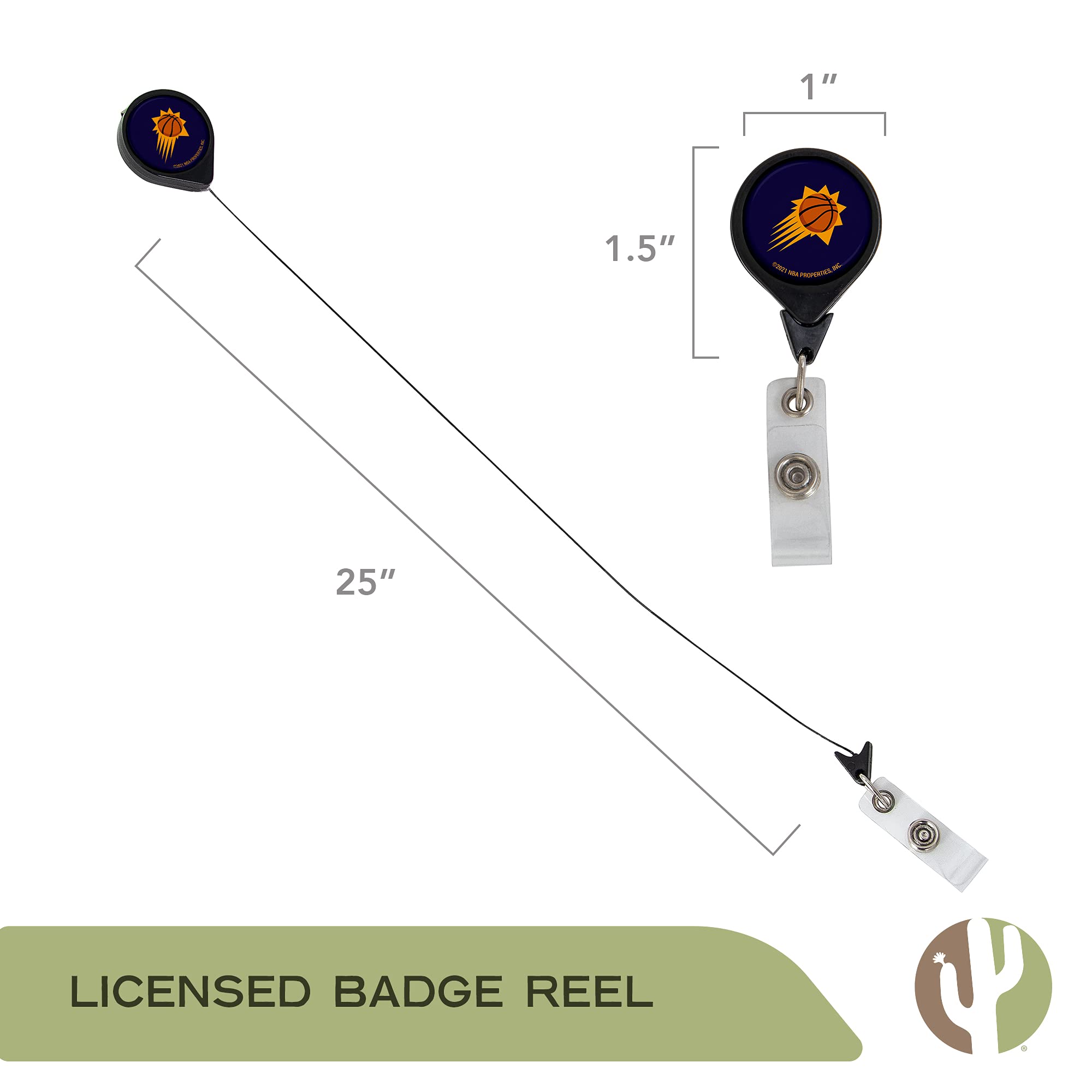 Phoenix Suns NBA Retractable Badge Holder - Desert Cactus Design A with Ticket Clip for Lanyard | Perfect for Work, School, Office & Game Day Accessories