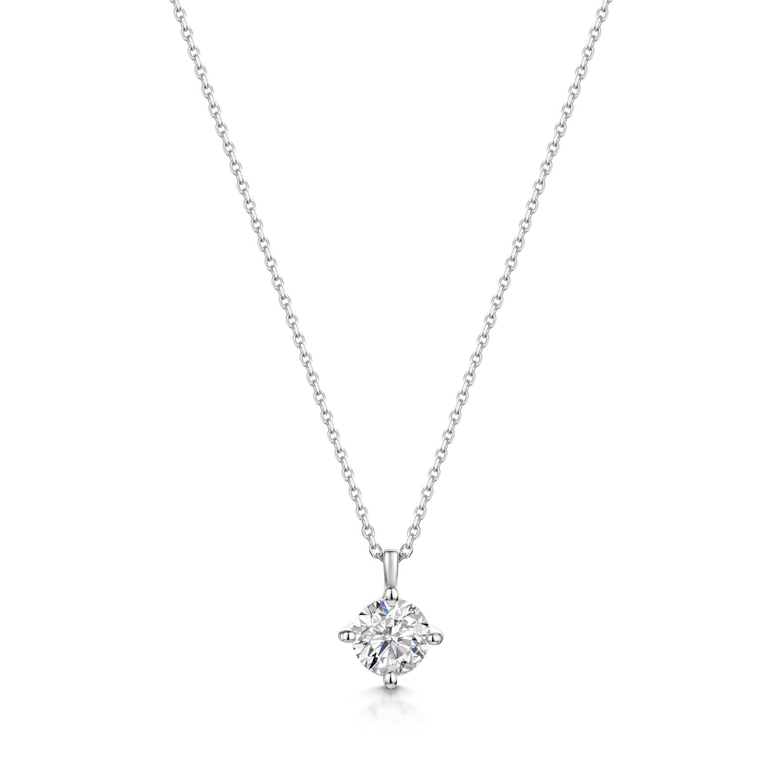 18K White Gold 0.70ct F/G SI Brilliant Cut Solitaire Diamond Pendant Necklace - Perfect for Anniversary Gifts & Special Occasions