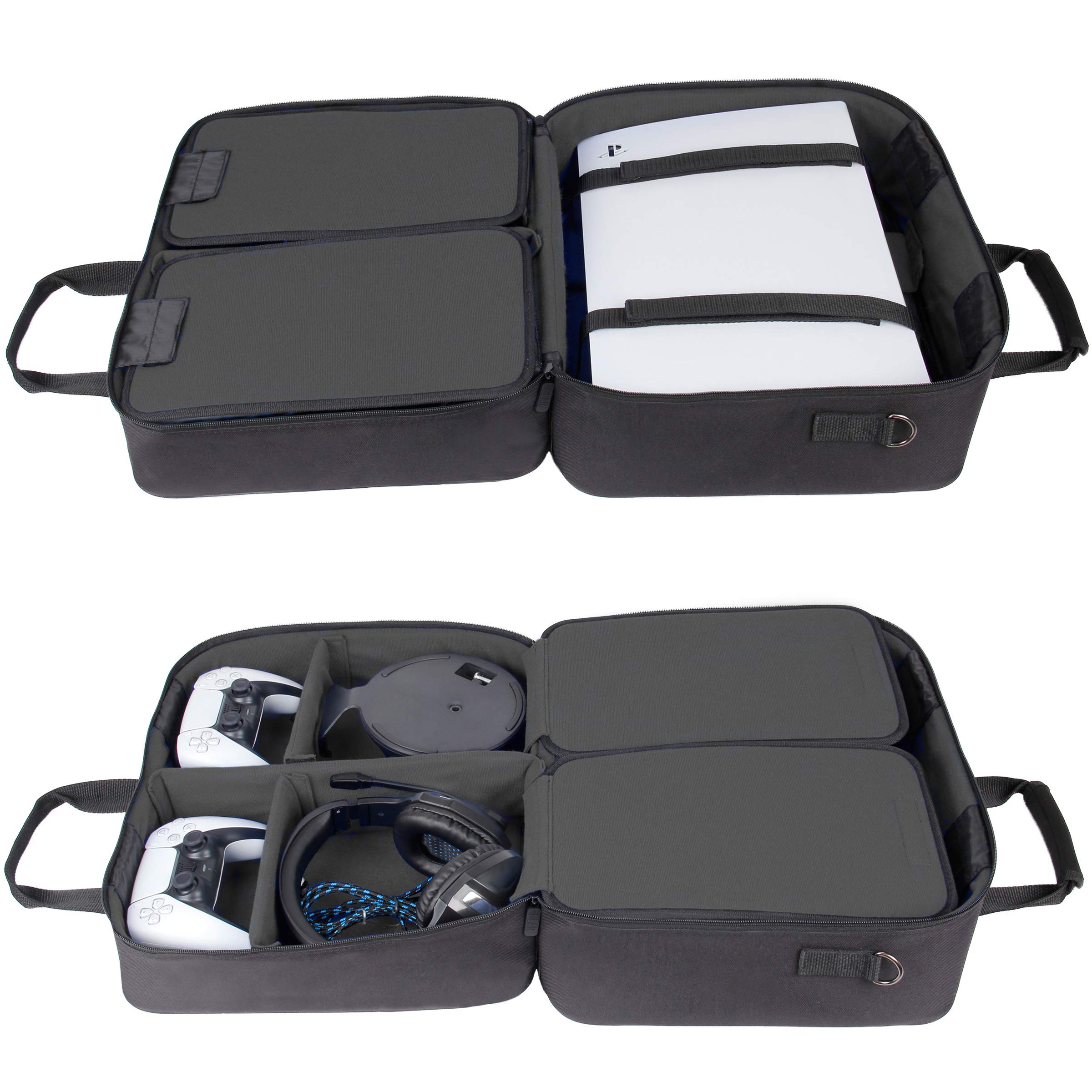 USA Gear PS5 Carrying Case - Protective Travel Bag for PlayStation 5 & PS5 Slim with Adjustable Interior - Shoulder Case Holds DualSense Controllers, Games & Accessories - Perfect for Travel, Gaming Events & Storage
