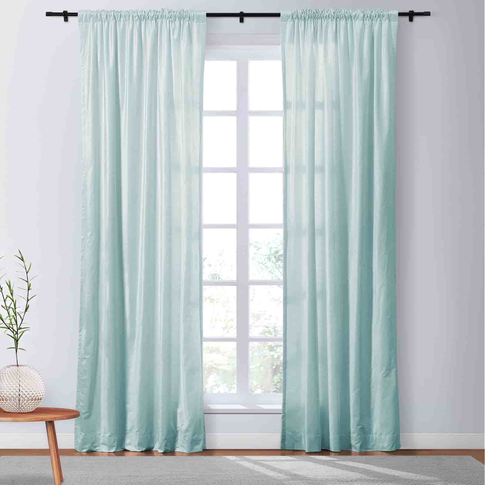 Veda Luster Cotton Velvet Drapery Soft Top - Luxury Window Curtains for Living Room & Bedroom - Blackout Drapes for Home Decor & Light Control