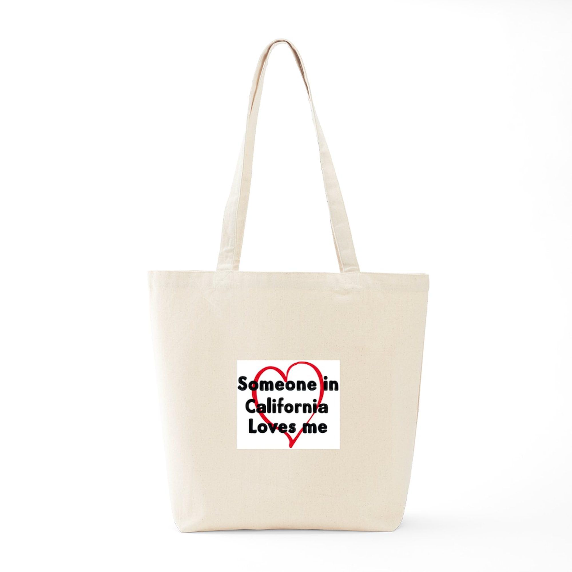 California Tote Bag - Natural Canvas Reusable Shopping Bag with 'Loves Me' Print | Eco-Friendly Grocery Tote for Beach, Market & Travel | CafePress