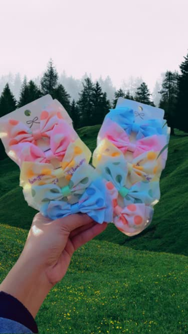 SIA VENDORS Hair Clips for Girls & Women - Unisex Alligator Bows with Grosgrain Ribbon & Unicorn Designs - Luxury Satin Scrunchies & Barrettes Hair Accessories (6-Pack, Polka Dots) - Perfect for School, Parties, Weddings & Everyday Styling