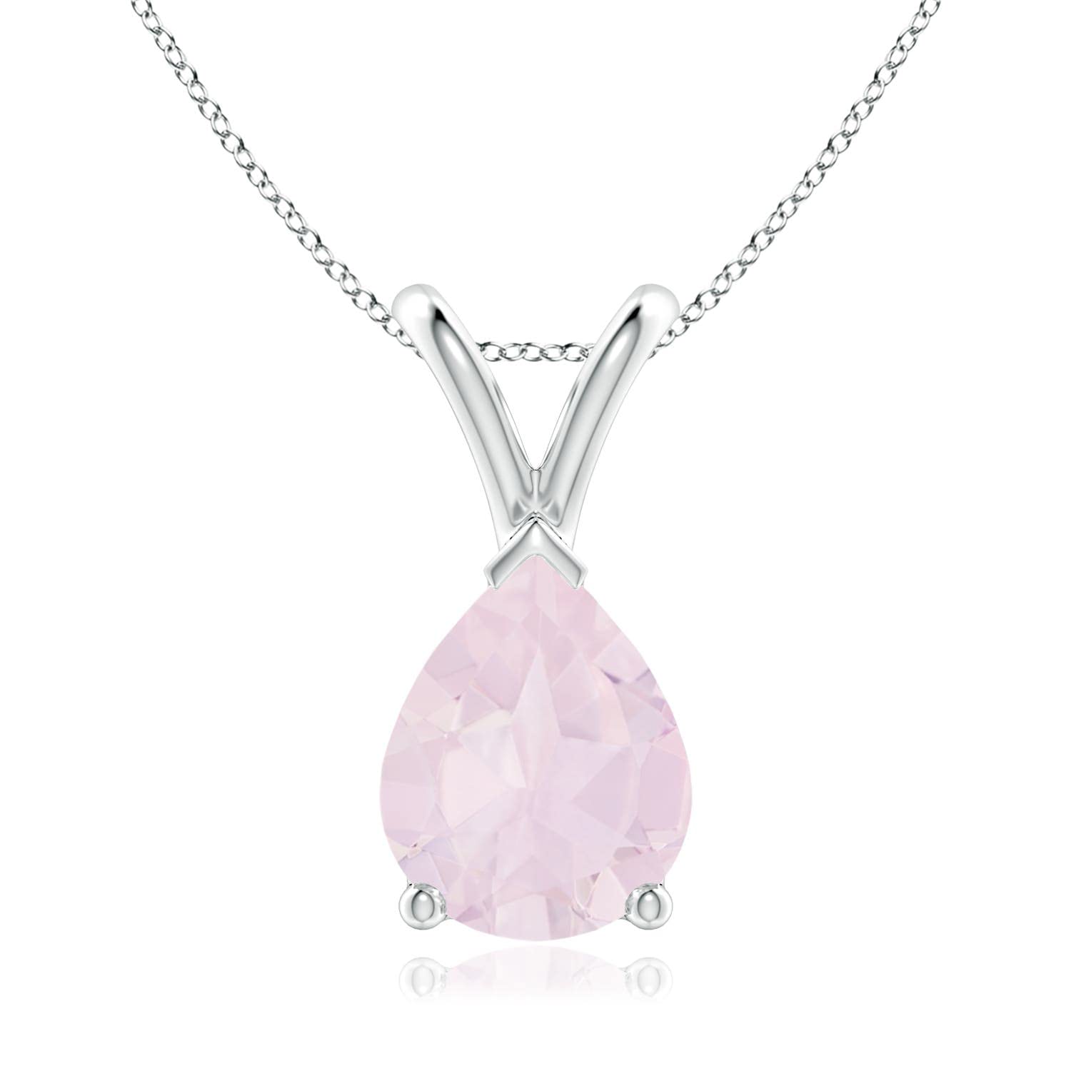 Angara Natural 1.5 Carat Rose Quartz Sterling Silver Pendant Necklace for Women (Grade-A, 9x7mm) | Elegant Jewelry Gift for Birthday, Anniversary & Wedding | Perfect for Date Nights, Office Wear & Special Occasions