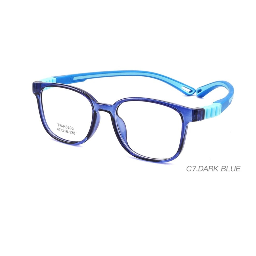 Square Kids Unbreakable Glasses TR 6805 - Shatterproof Eyewear for Boys & Girls Ages 7-12 - Perfect for School, Sports & Outdoor Activities