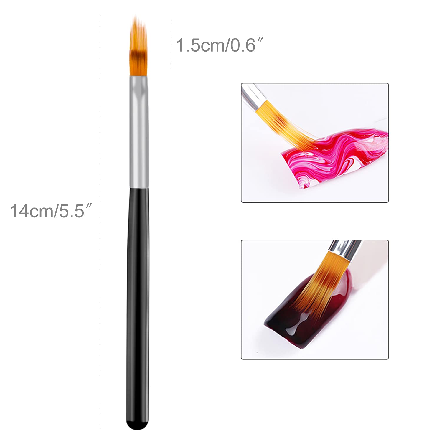 DANNEASY 6Pcs Ombre Nail Brush Set - Acrylic Nail Design Brushes with Gradient Pen for Gel Nails, Professional Manicure Tools for Salon & Home Use