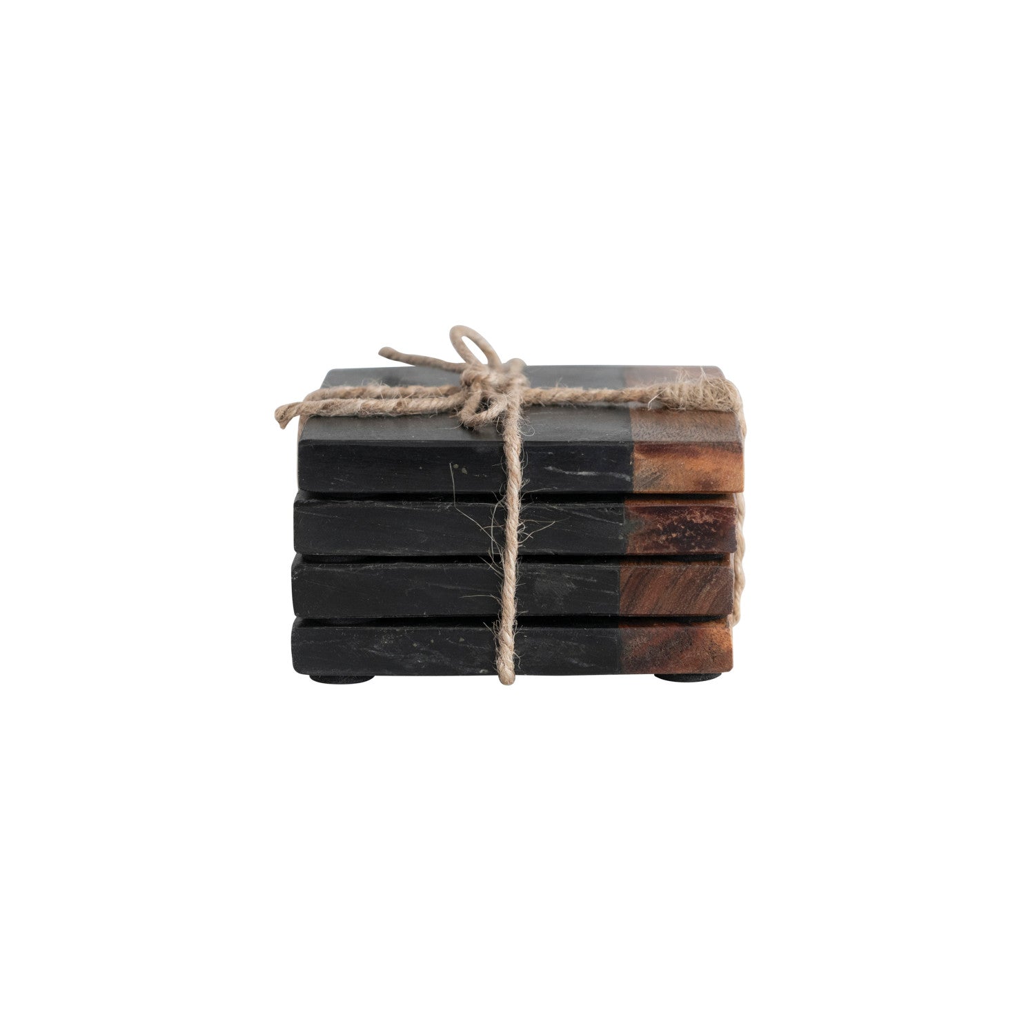 Premium Marble & Wood Coasters Set of 6 - Elegant Drink Coasters for Home, Office, Bar - Absorbent & Durable for Hot & Cold Beverages - Perfect for Coffee, Wine, Beer, and Cocktails