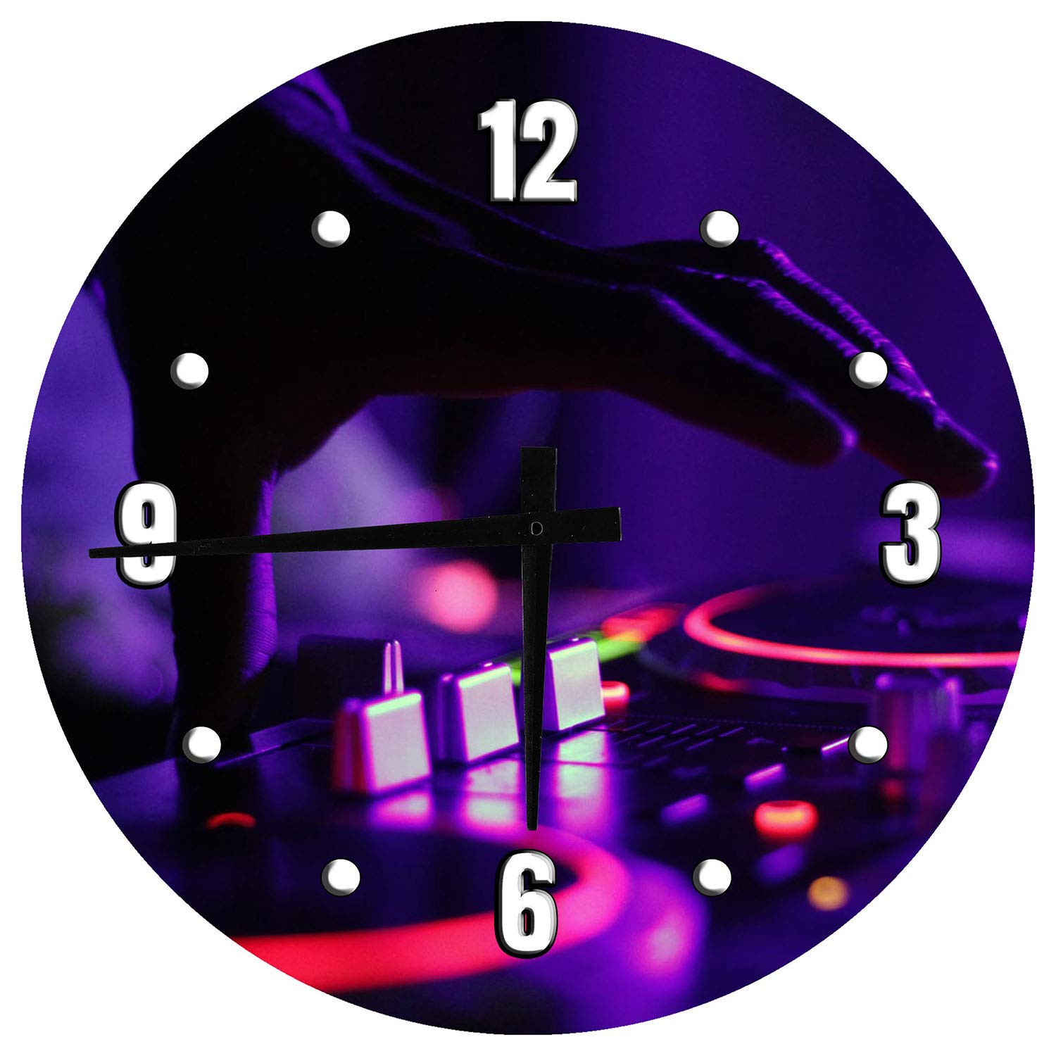 24 Inch Large Round Wall Clock - Battery Operated DJ Night Club & EDM Decor for Home, Office, or Party Wall Art | Perfect for Music Lovers & Entertainment Spaces