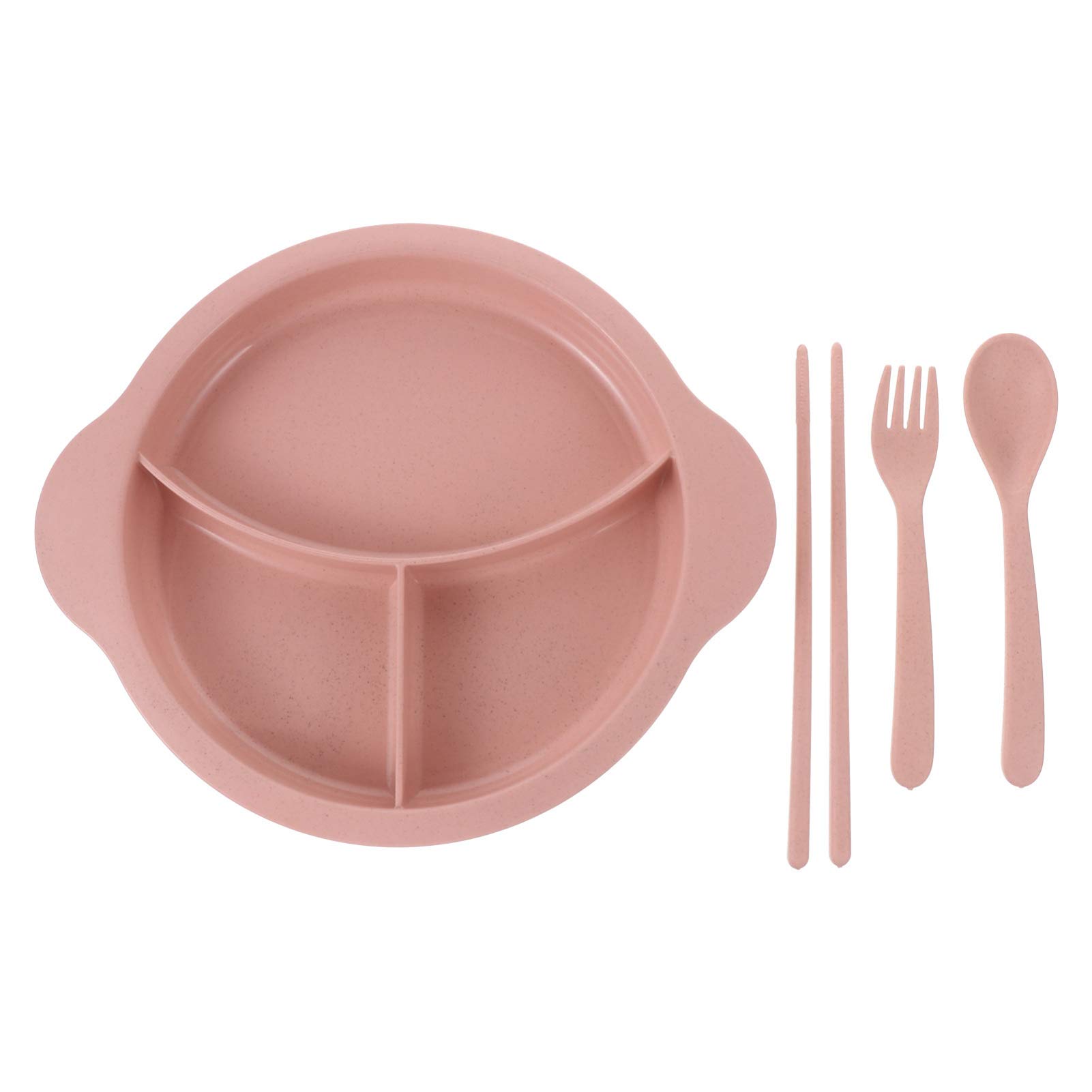 Hemoton Wheat Straw Kids Divided Plates Set - BPA-Free, Eco-Friendly Toddler Dishes for Home, School & Travel - 6-Piece Children's Dinnerware with Food Containers for Easy Mealtime