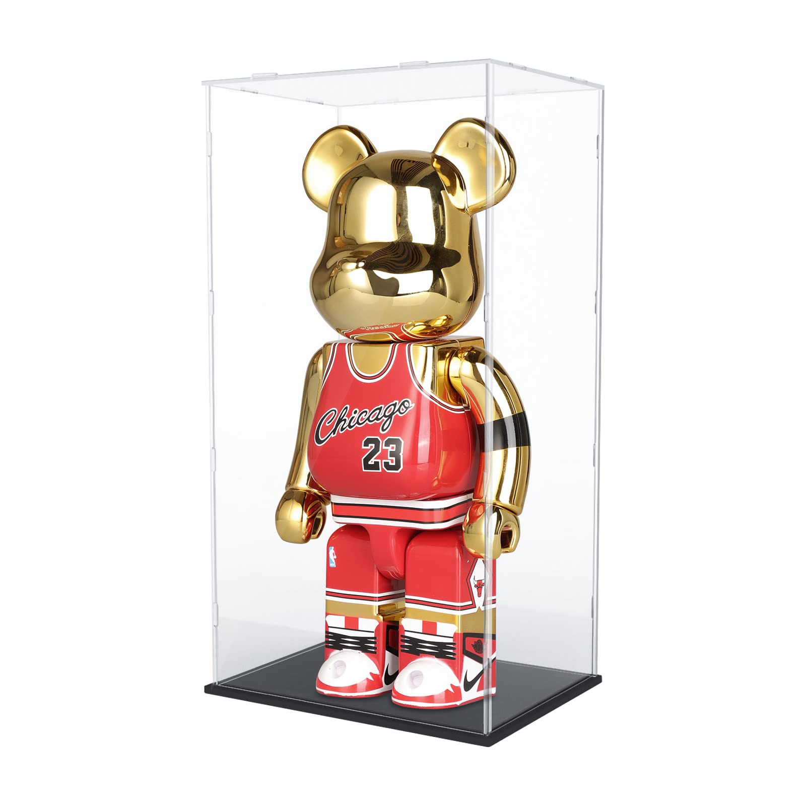 Choowin 29-Inch Tall Clear Acrylic Display Case for Lego Space 10341 - Thickened Dustproof Showcase for Collectibles, Action Figures, Dolls & Bearbrick 1000 - Perfect for Home Decor, Office Display & Toy Protection (Black Base)