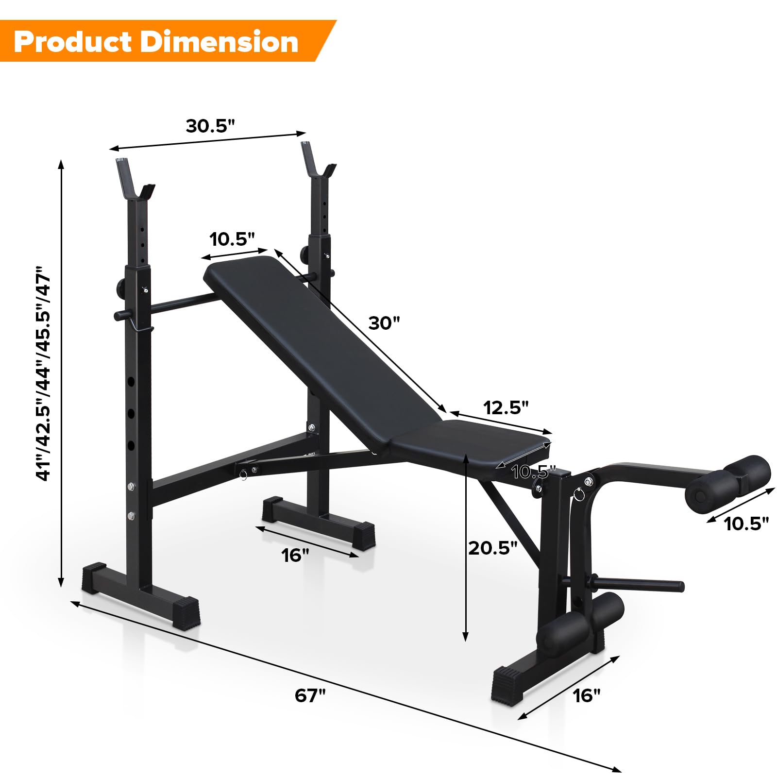 Ditkoko Adjustable Olympic Weight Bench & Barbell Rack Stand - Heavy Duty Home Gym Equipment for Full Body Workout (Ideal for Strength Training, Muscle Building & Fitness Enthusiasts)