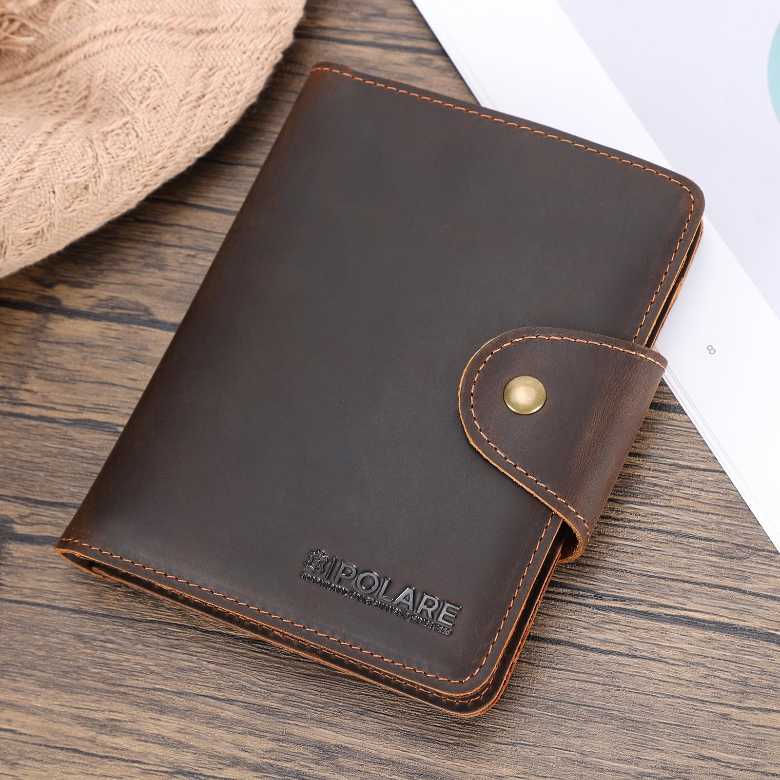 Premium Full Grain Leather Slim RFID Blocking Bifold Wallet for Men - Travel Passport Holder with Snap Closure (Dark Brown) | Ideal for Business, Travel & Everyday Use