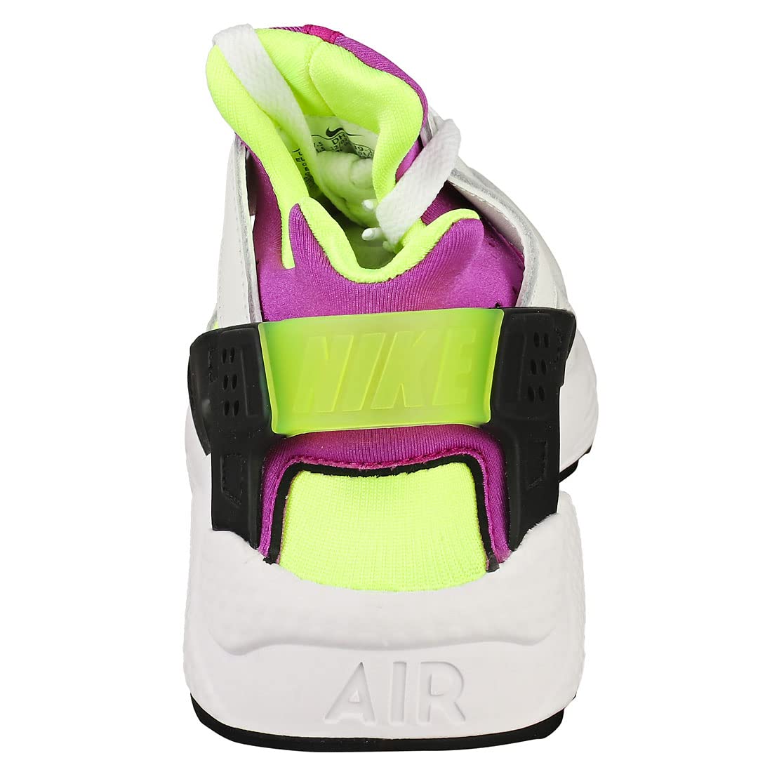 Nike Women's Air Huarache Running Shoes - White/Neon Yellow/Magenta - Size 5.5 - Lightweight Comfortable Sneakers for Jogging, Gym Workouts & Casual Wear