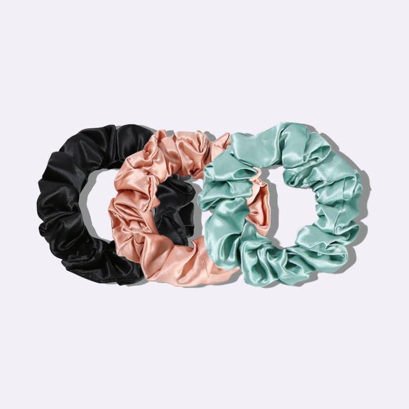 22 Momme 3.5cm Midi Silk Hair Scrunchies - 3 Pack Set of Luxurious Hair Ties for Women & Girls - Perfect for Ponytails, Buns & Everyday Hair Styling