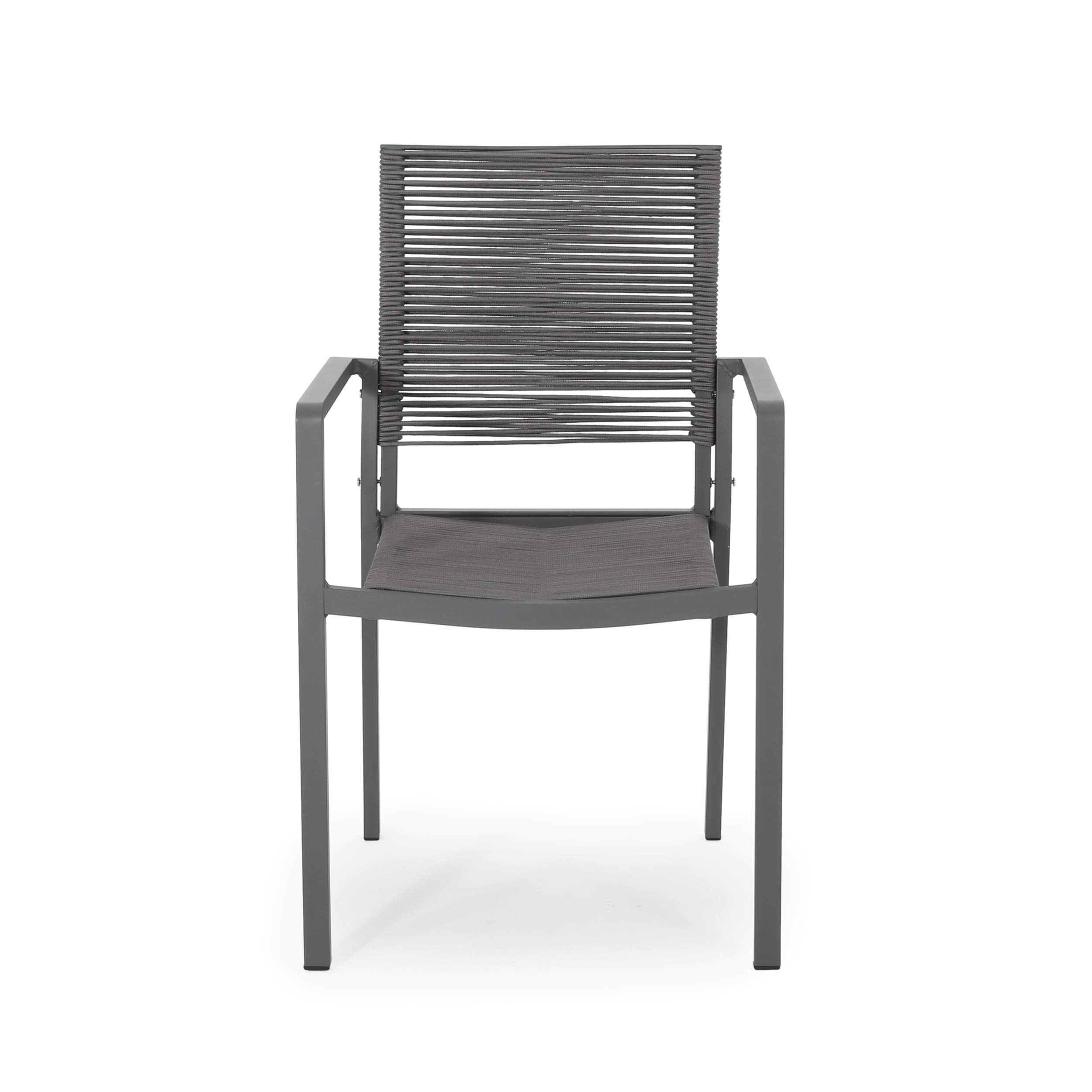 Modern 6-Seater Outdoor Aluminum Dining Set with Tempered Glass Table Top - Gray, Silver & Dark Gray | Weather-Resistant Patio Furniture for Backyard, Garden & Poolside Dining | GDFStudio