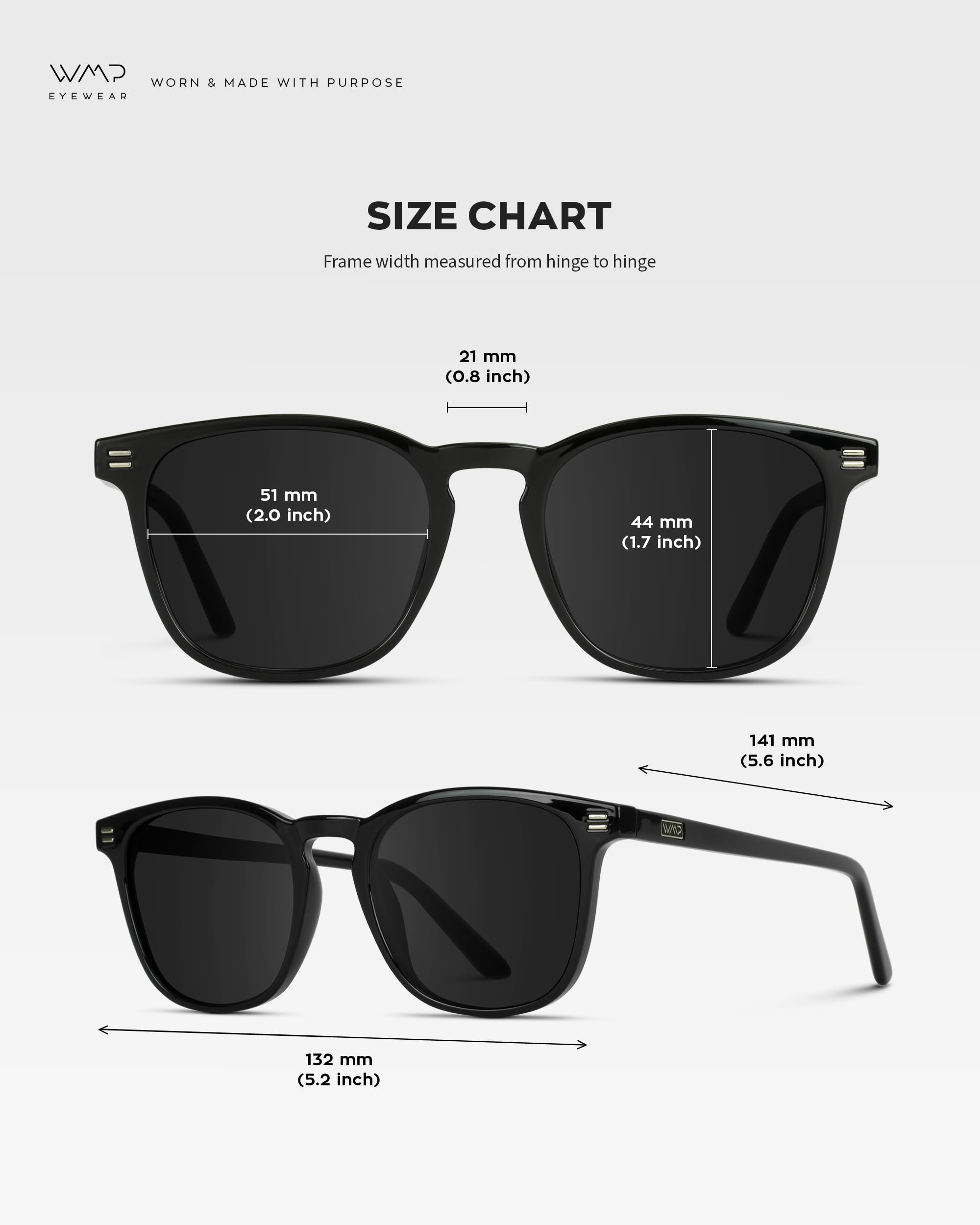 WMP Eyewear - Polarized Modern Rounded Square Sunglasses for Men | UV Protection & Anti-Glare | Perfect for Driving, Outdoor Sports & Beach Vacations