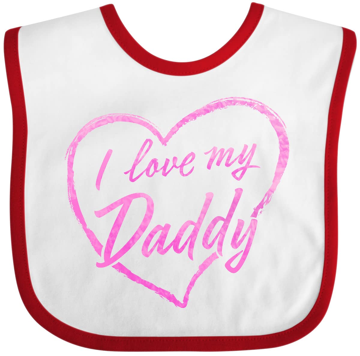 Inktastic I Love My Daddy in Pink Chalk Heart Baby Bib - Soft Cotton Feeding Bib for Infants, Perfect for Father's Day Gifts, Baby Showers & Mealtime Mess Protection