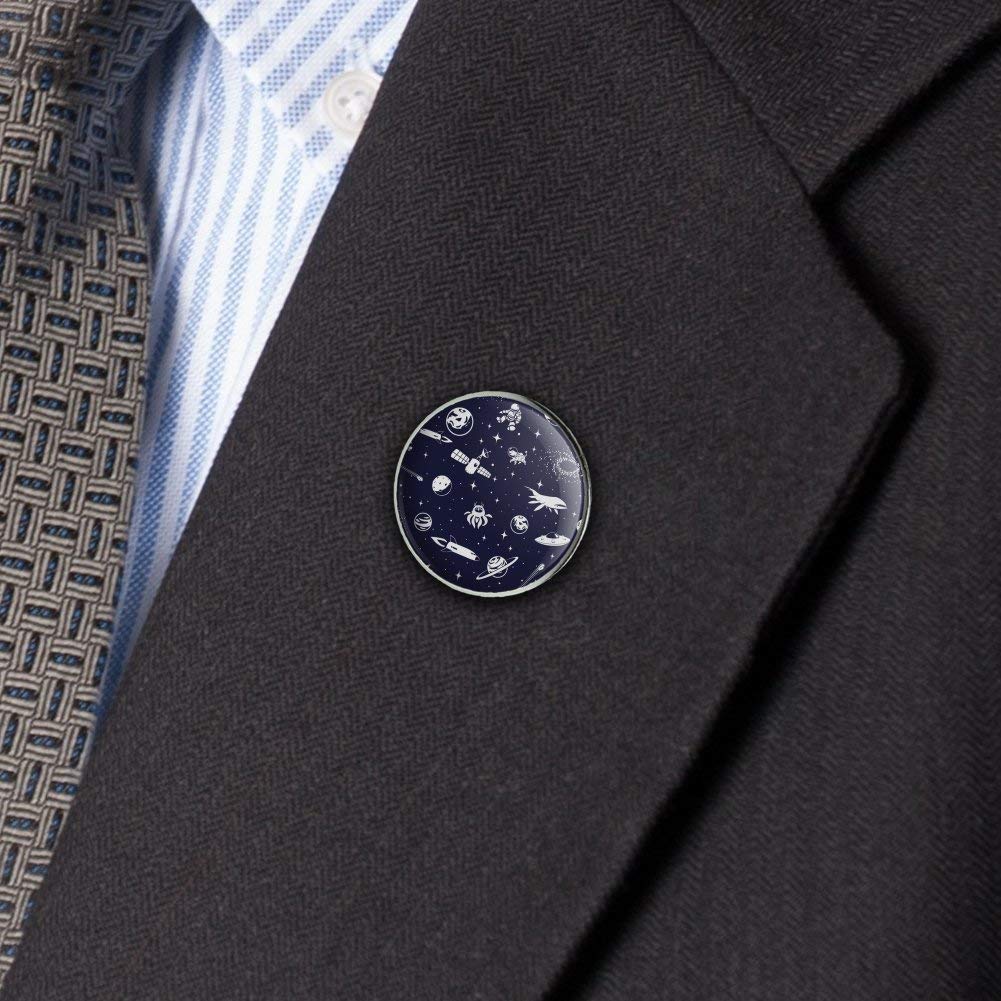 1.1 Inch Space Themed Tie Tack Lapel Pin with Stars, Planets & Ships - Perfect for Suits, Blazers & Formal Events