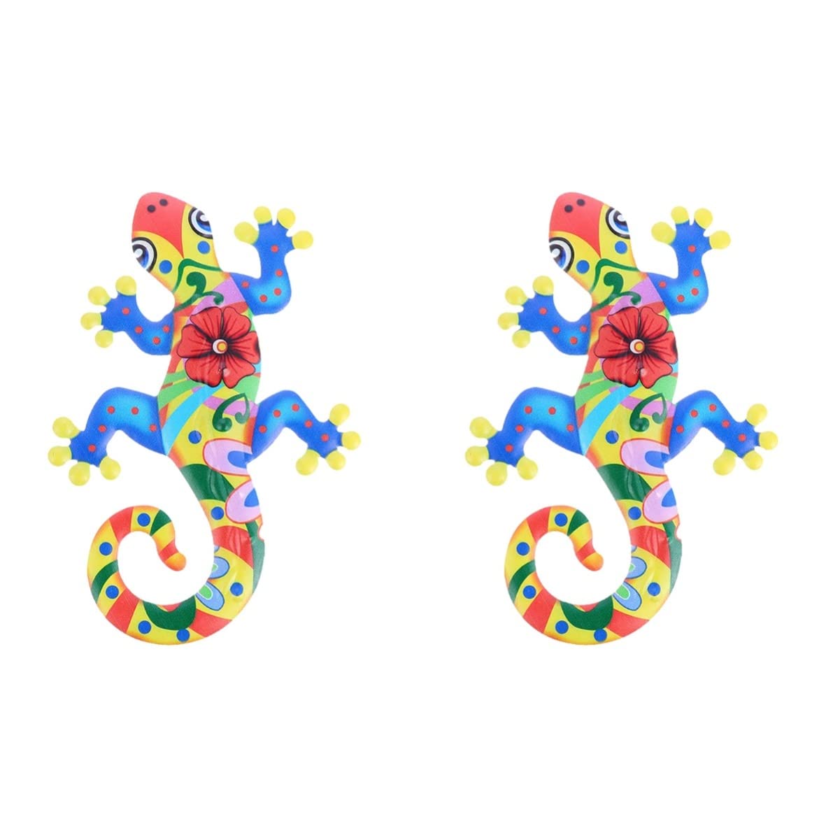 2 Pack Blue Metal Gecko Wall Decor - 25x16.5x0.5cm Iron Lizard Yard Art for Garden, Patio, and Home Decoration - Unique Outdoor & Indoor Reptile Themed Decorations