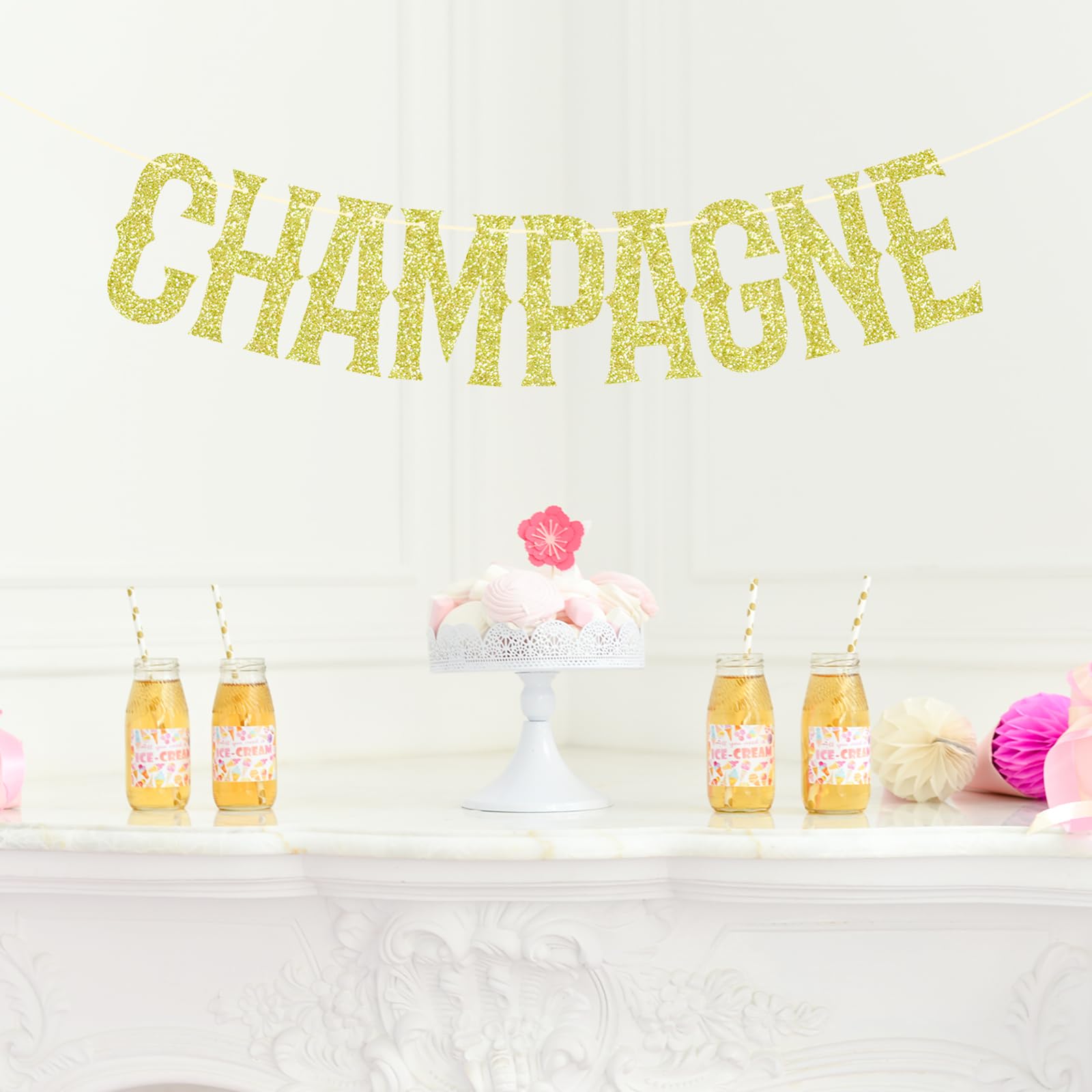 Gold Glitter Champagne Banner - Drake Bunting Sign for Hip Hop Birthday Party Decorations | Perfect for Rap Themed Events, 21st Birthdays & Celebrations