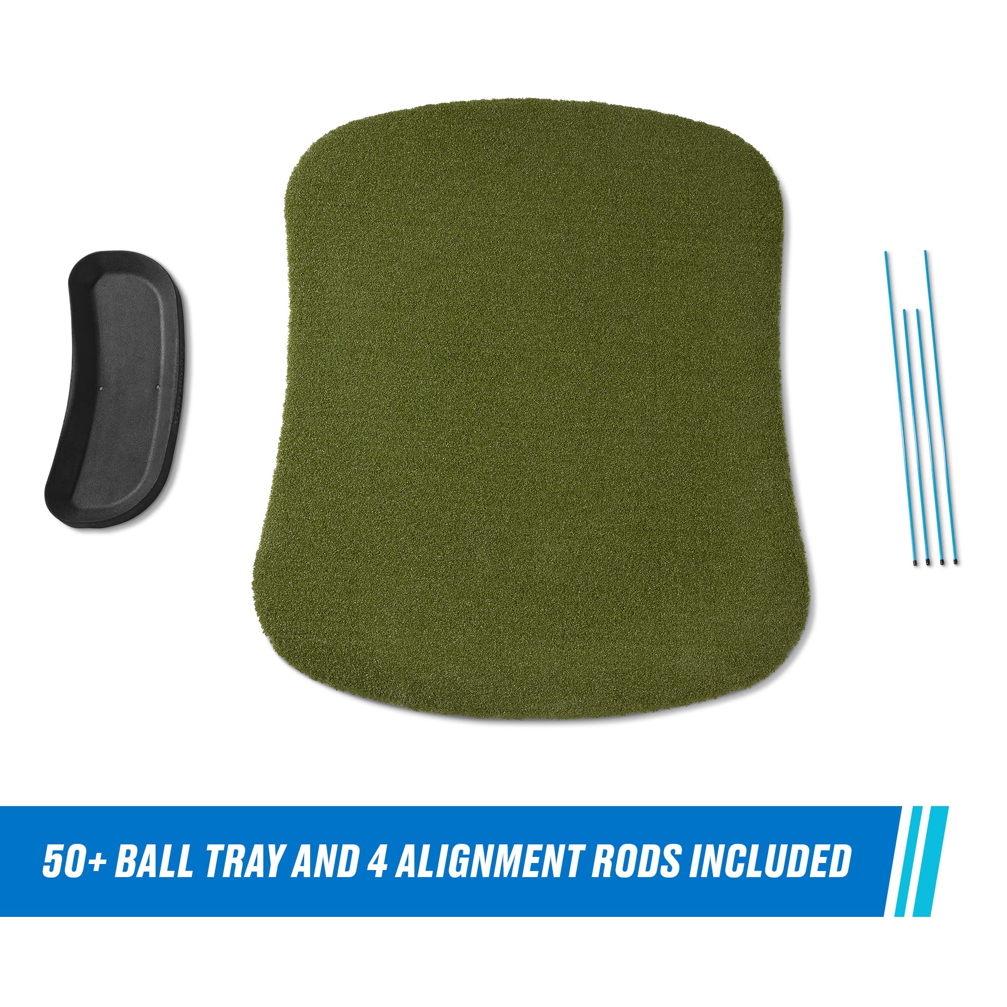 Premium Fiberbuilt Golf Hourglass Hitting Mat - Non-Slip Rubber Foam Base for Indoor/Outdoor Practice | Includes 4 Alignment Sticks & Ball Tray | Perfect for Home Garage, Backyard & Driving Range Training