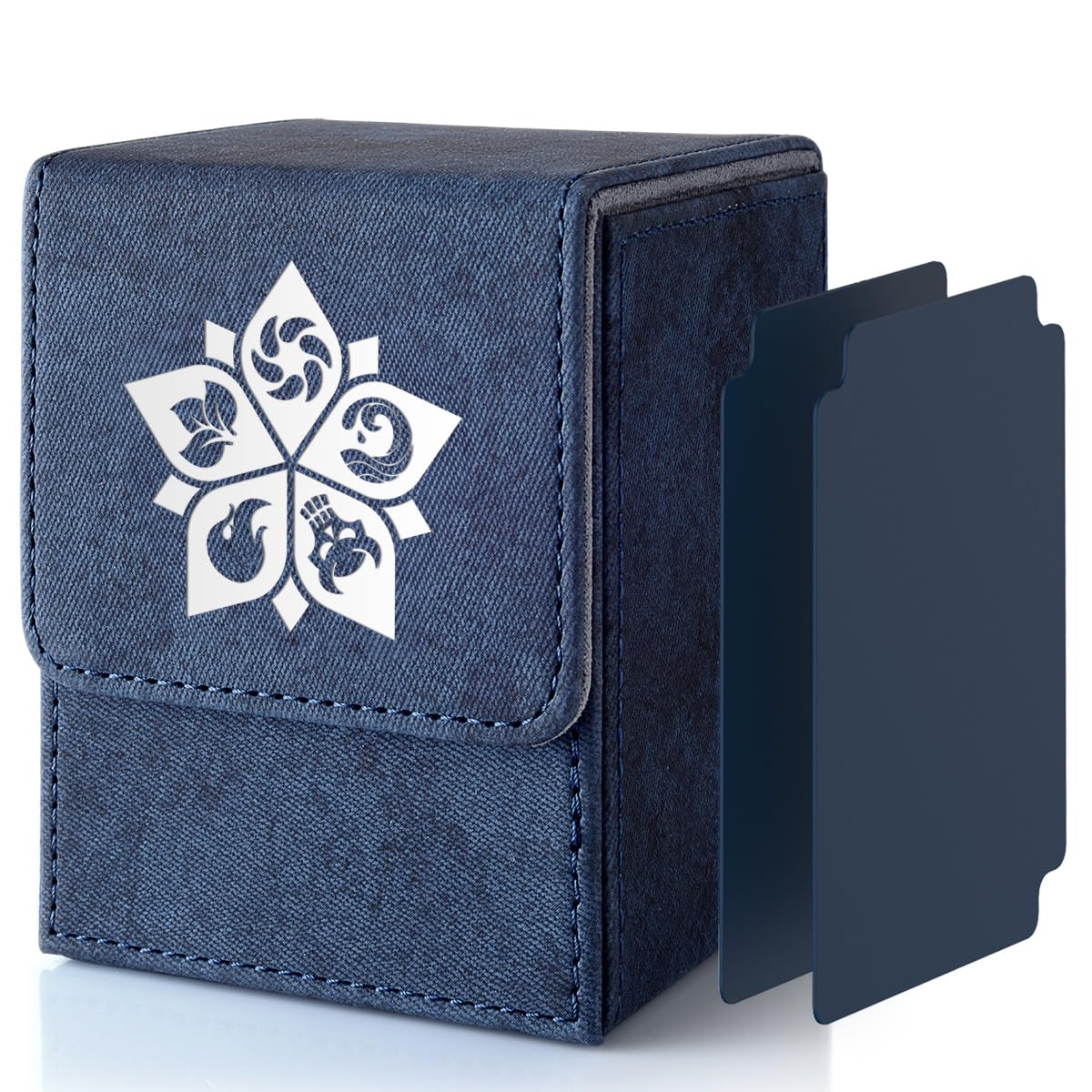 Premium MTG Deck Box for Commander Cards - Holds 110 Single-Sleeved Cards, Durable Trading Card Storage Case with 2 Dividers (Navy Blue) - Perfect for MTG Tournaments, Card Collection & Game Nights